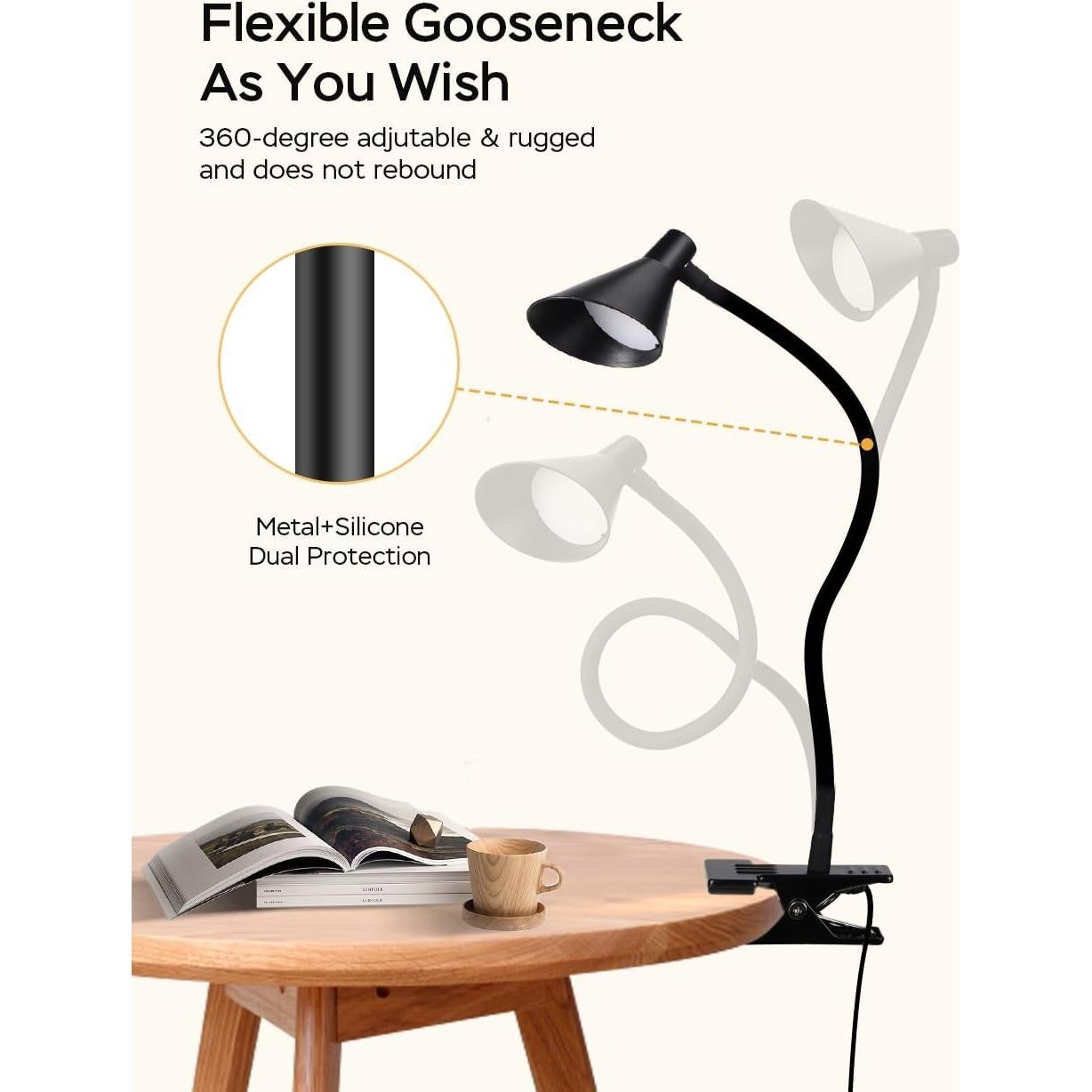 Lámpara de lectura LED LiFMIRA con clip y 3 modos de luz