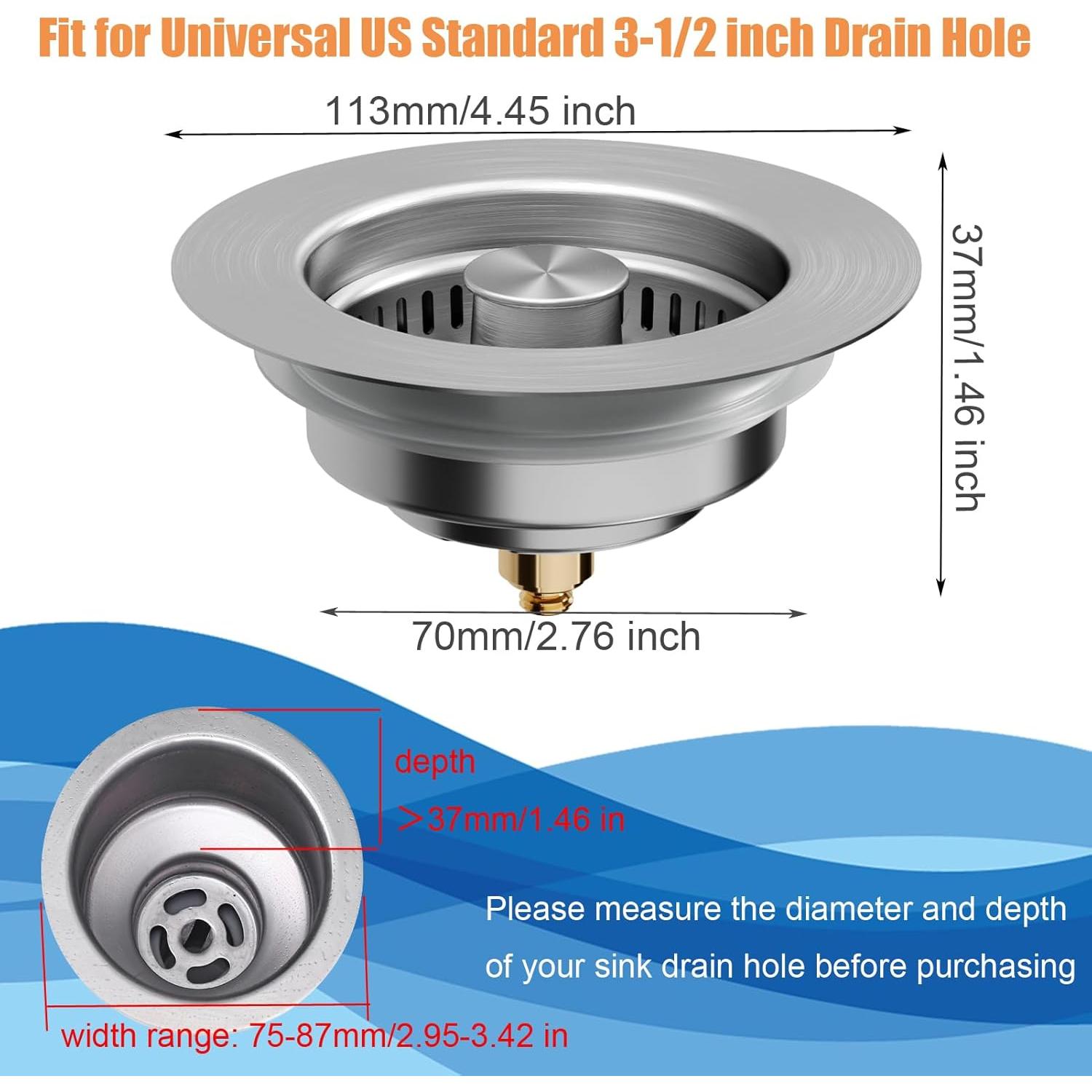 Colador de Fregadero 3 en 1 URGINO Acero Inoxidable Mejorado
