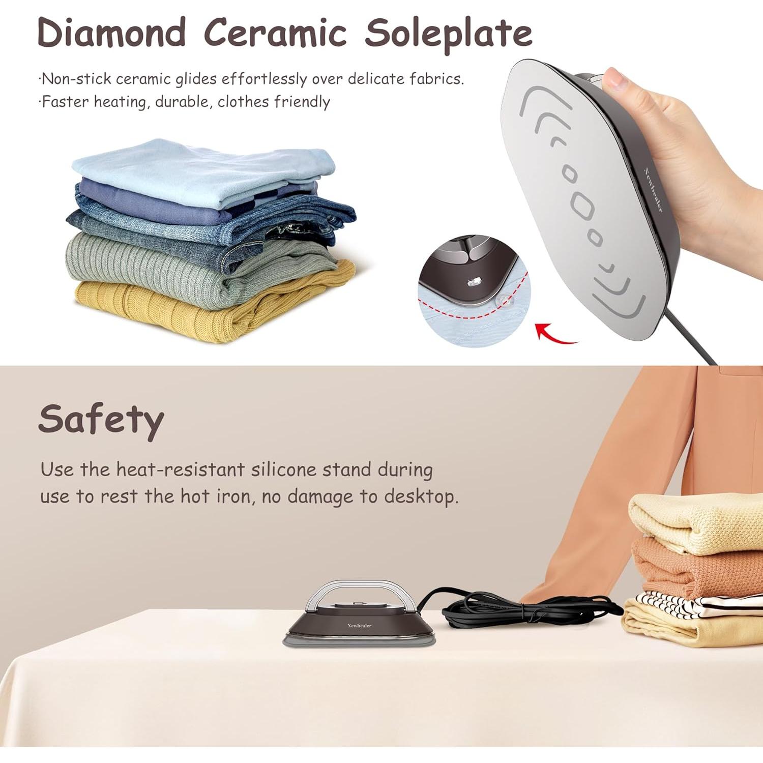 Plancha de Viaje Newbealer NB301 300W Cerámica 150°C Marrón