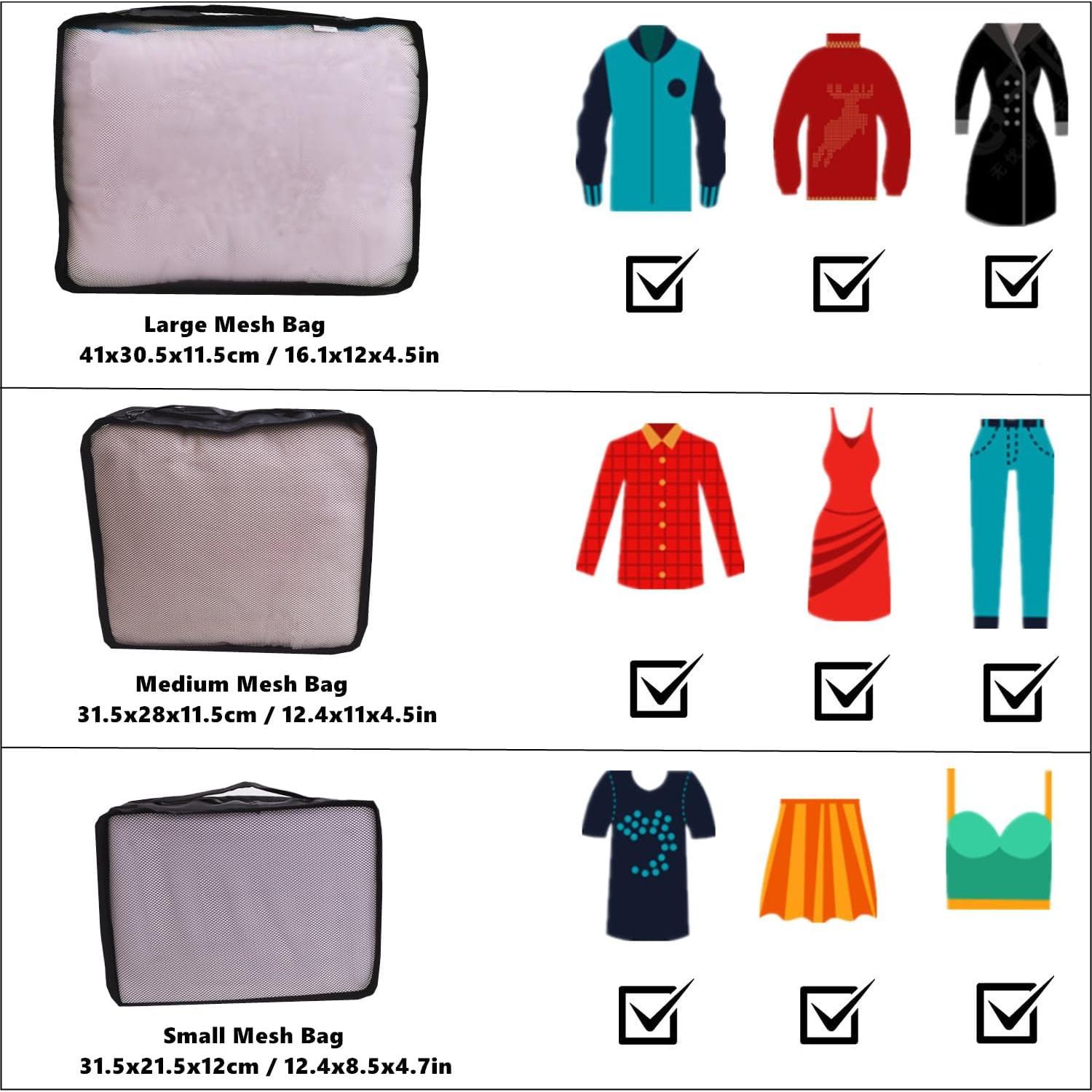 Set de 7 Cubos de Empaque Organizador GUIFIER - Negro