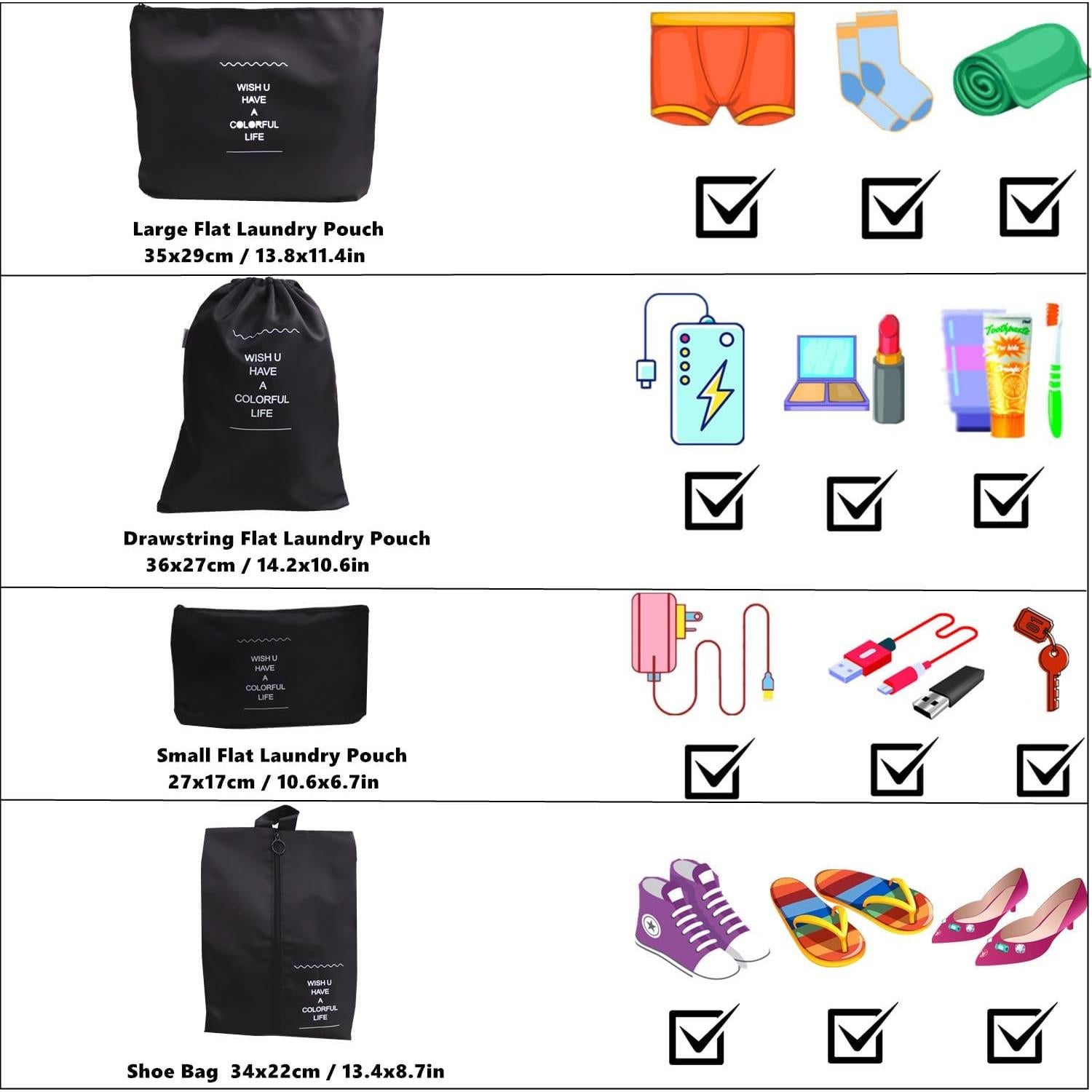 Set de 7 Cubos de Empaque Organizador GUIFIER - Negro