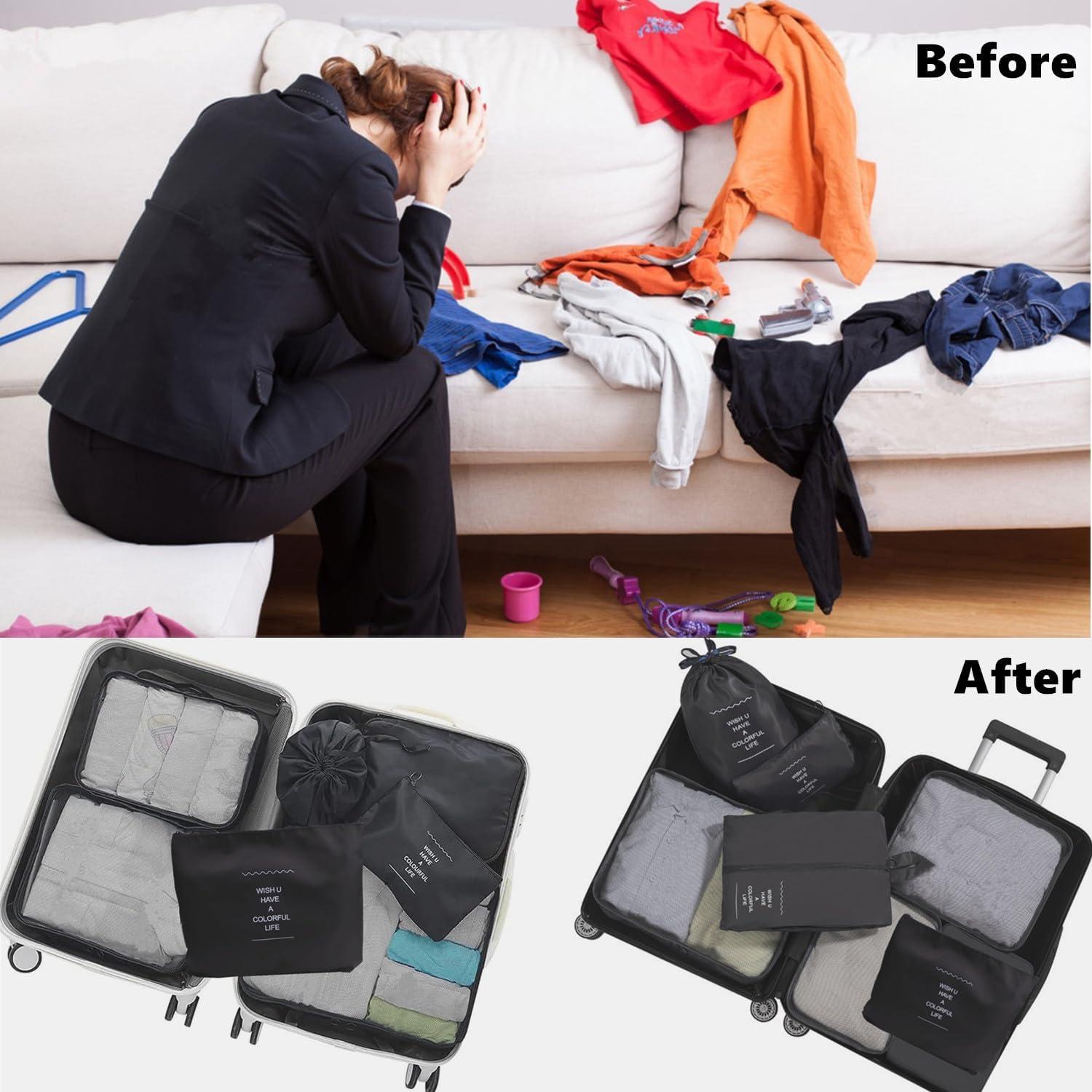 Set de 7 Cubos de Empaque Organizador GUIFIER - Negro