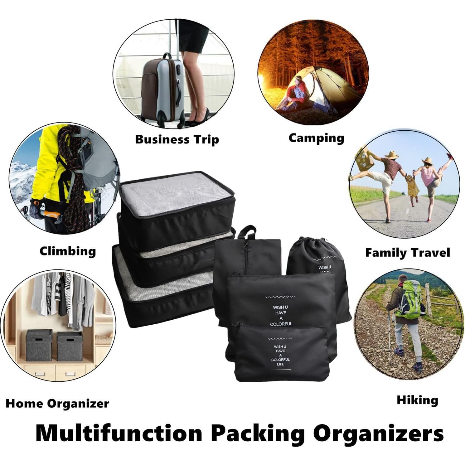 Set de 7 Cubos de Empaque Organizador GUIFIER - Negro