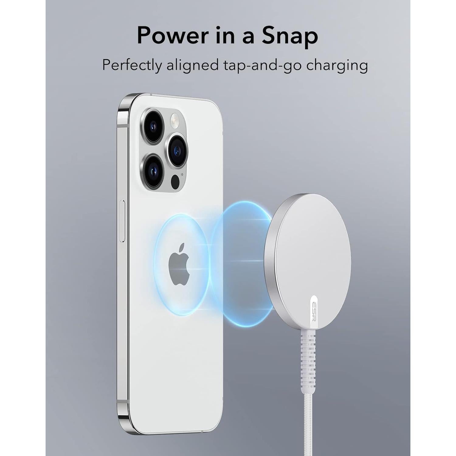 Cargador Inalámbrico ESR MagSafe Paquete de 2 Plata 15W