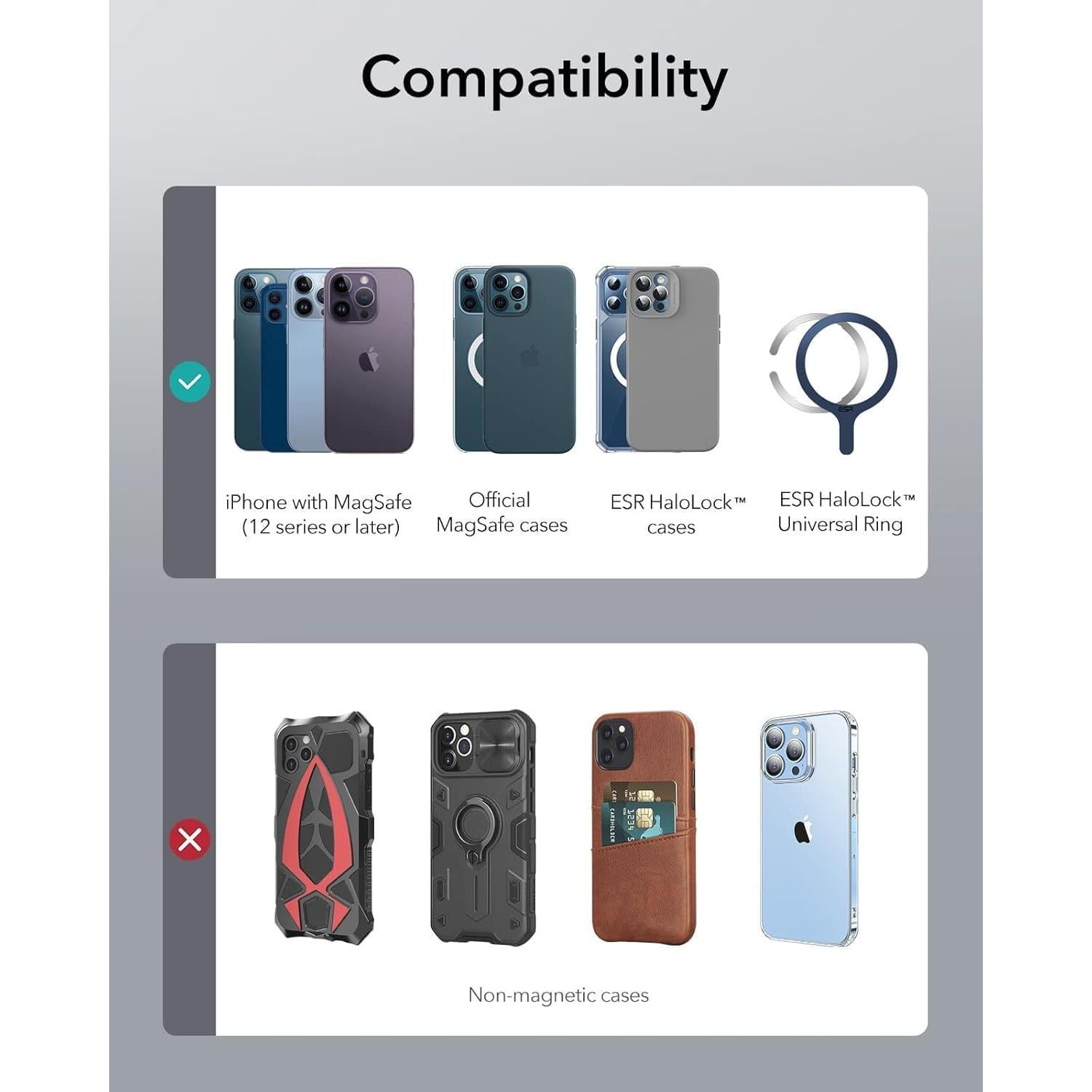 Cargador Inalámbrico ESR MagSafe Paquete de 2 Plata 15W