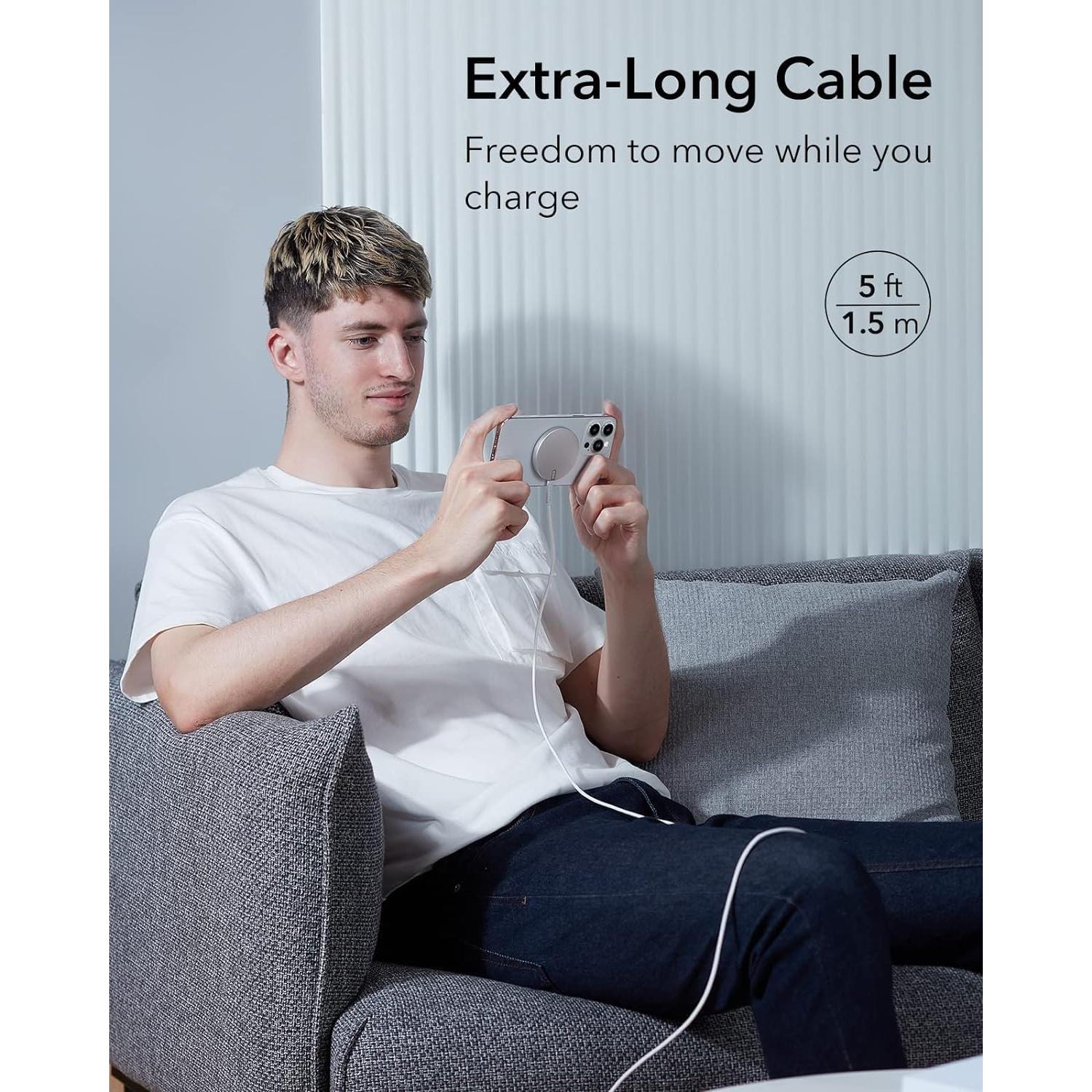 Cargador Inalámbrico MagSafe ESR 2 Pack Plata 15W 1.52m