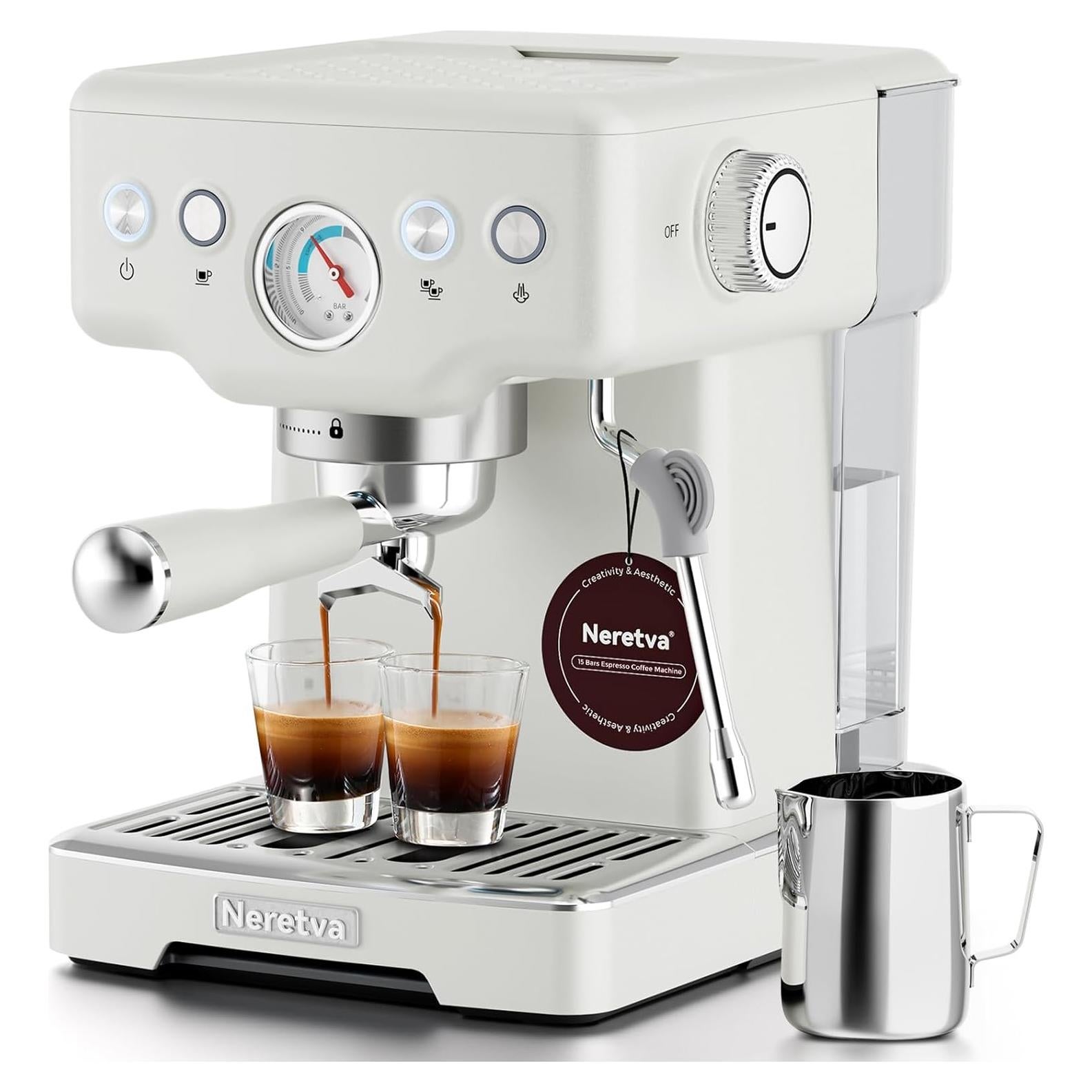 Máquina de Espresso Neretva 15 Bar con Manómetro - Blanco