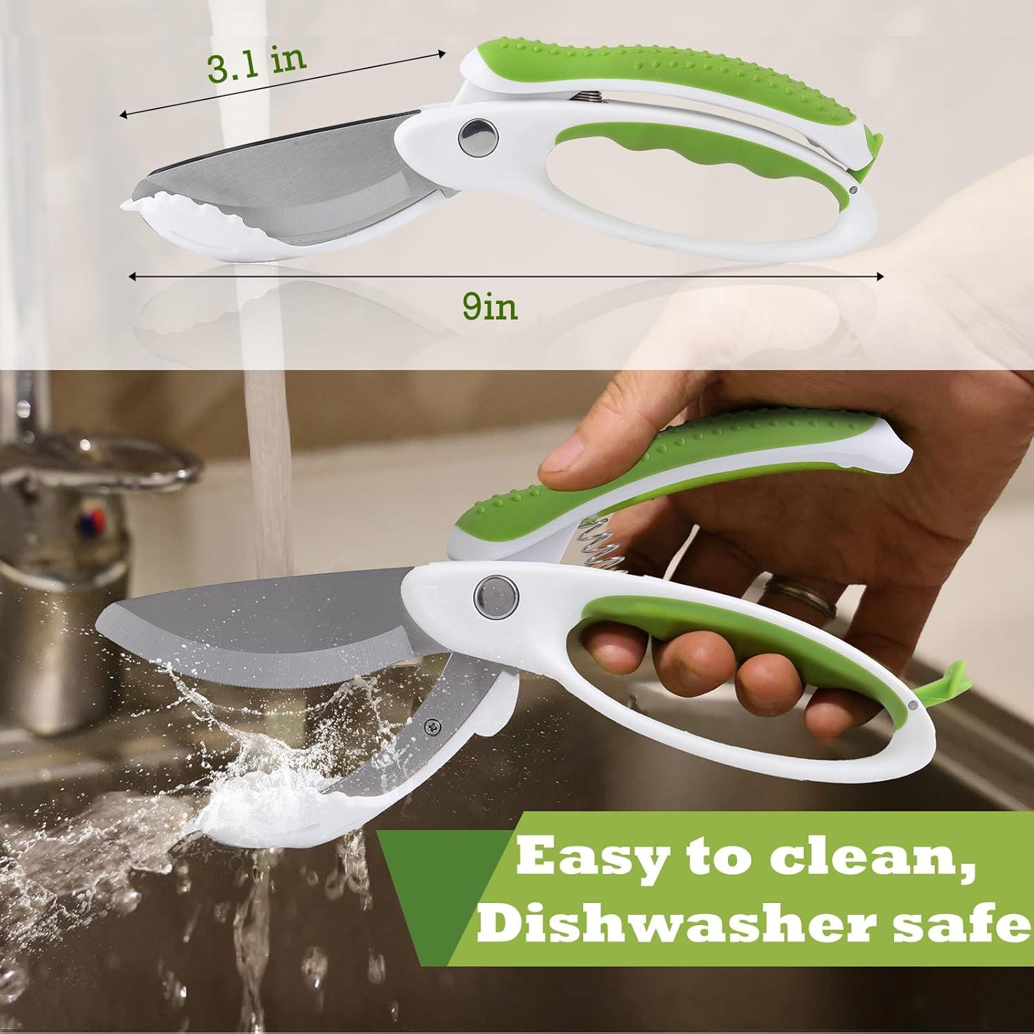 Salad Scissors, Salad Chopper with Double Blades, Lettuce Chopper, Lettuce Scissors for Chopped Salad, Chopped Salad Chopper Tool for Tossing and Chopping in Salad Bowl (White)