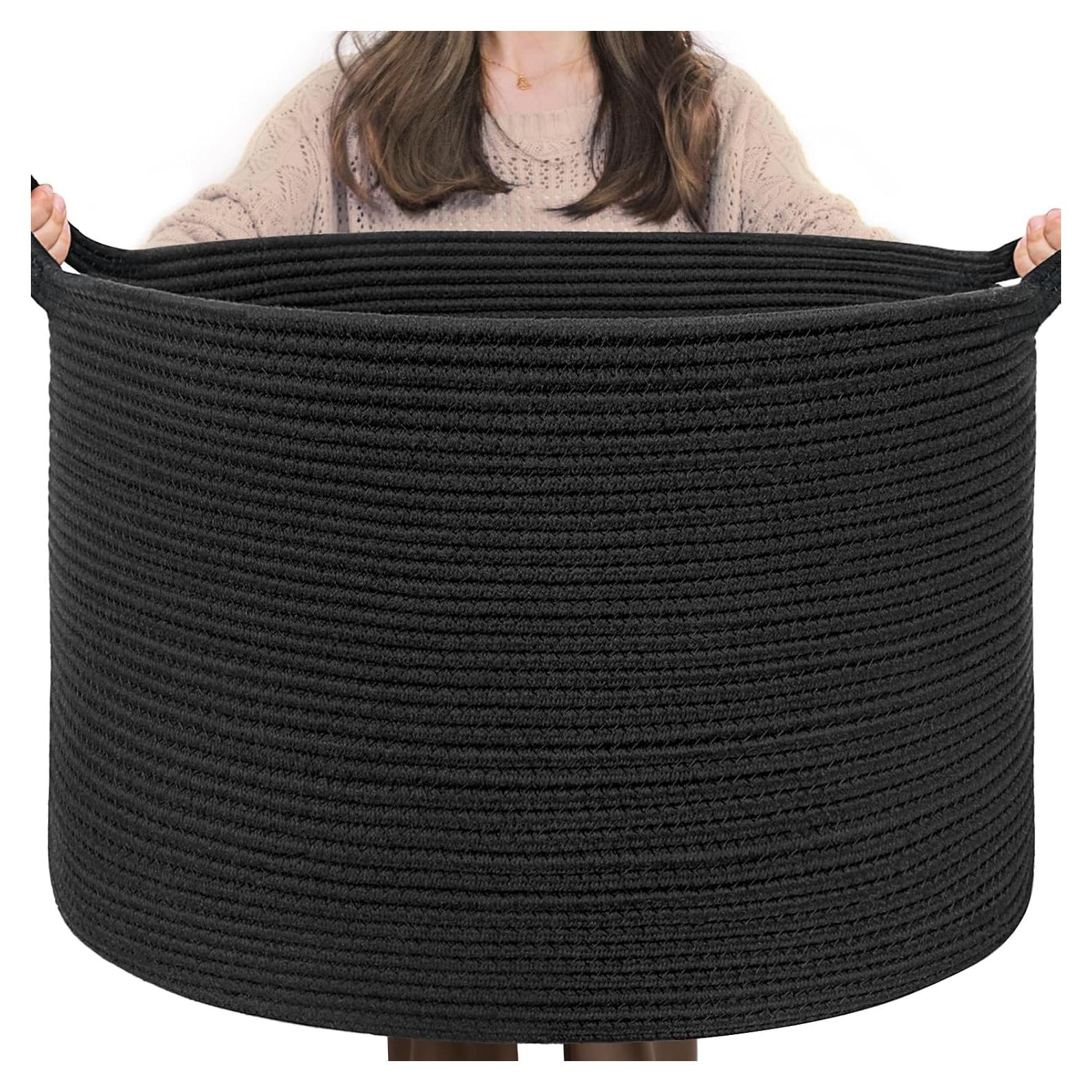 Cesta de Almacenamiento INDRESSME 55x35 cm Algodón Negro