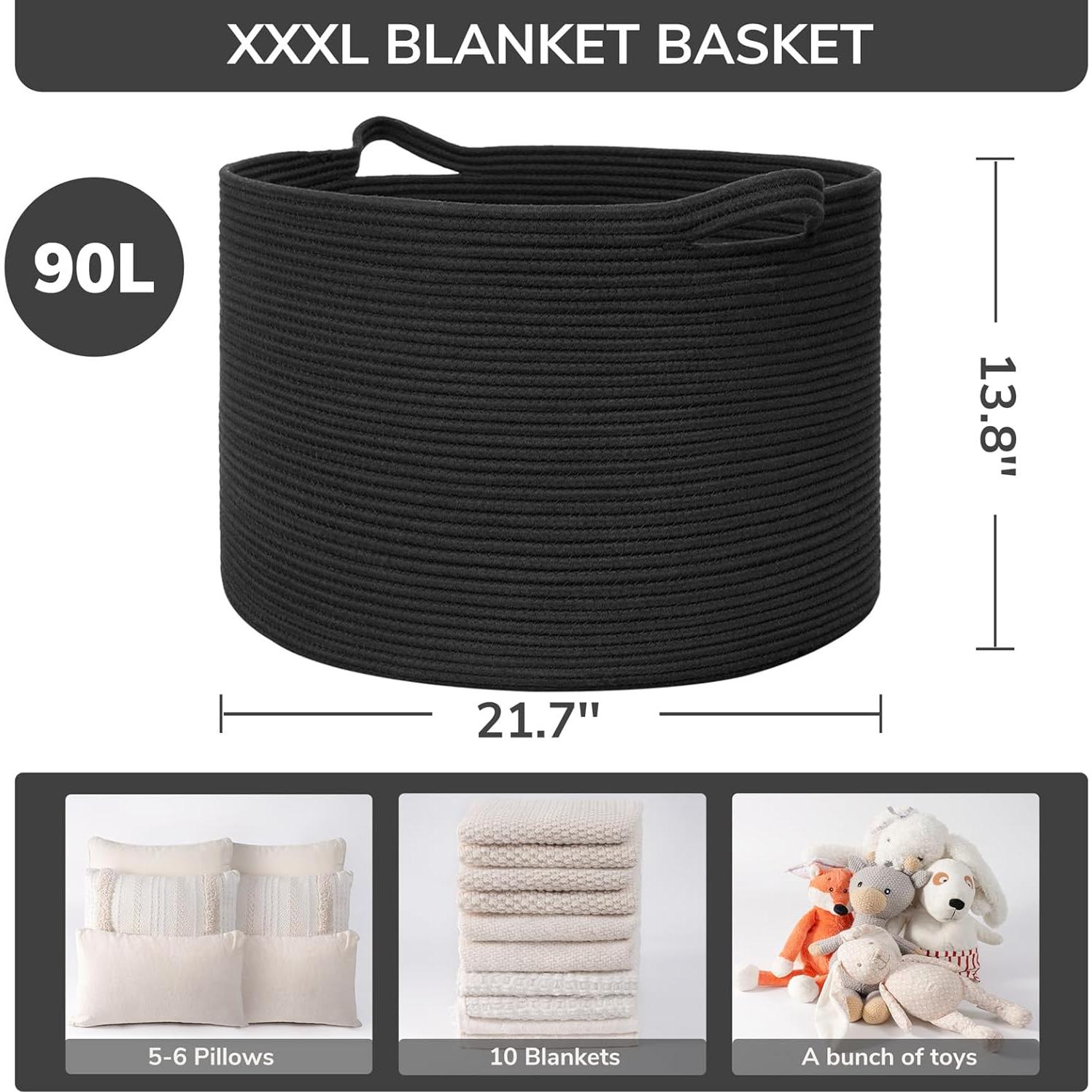 Cesta de Almacenamiento INDRESSME 55x35 cm Algodón Negro