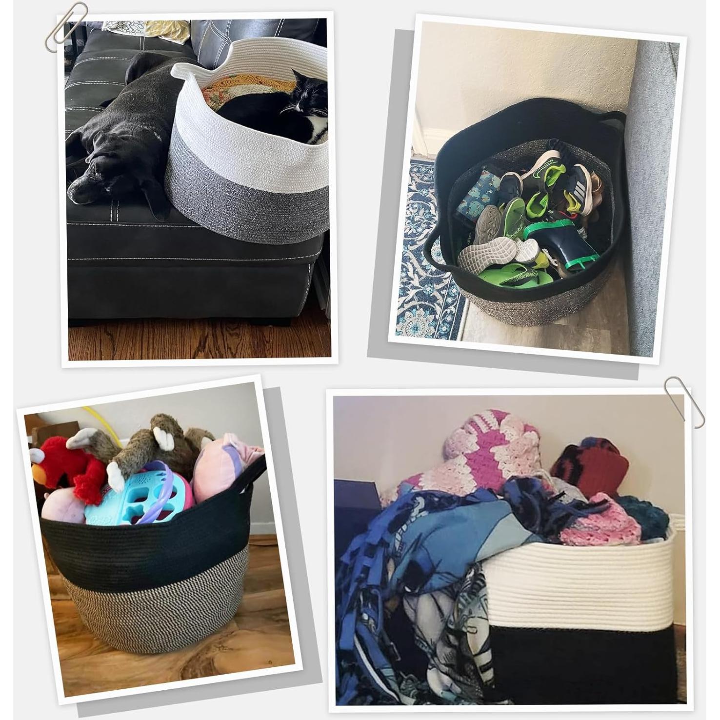 Cesta de Almacenamiento INDRESSME 55x35 cm Algodón Negro