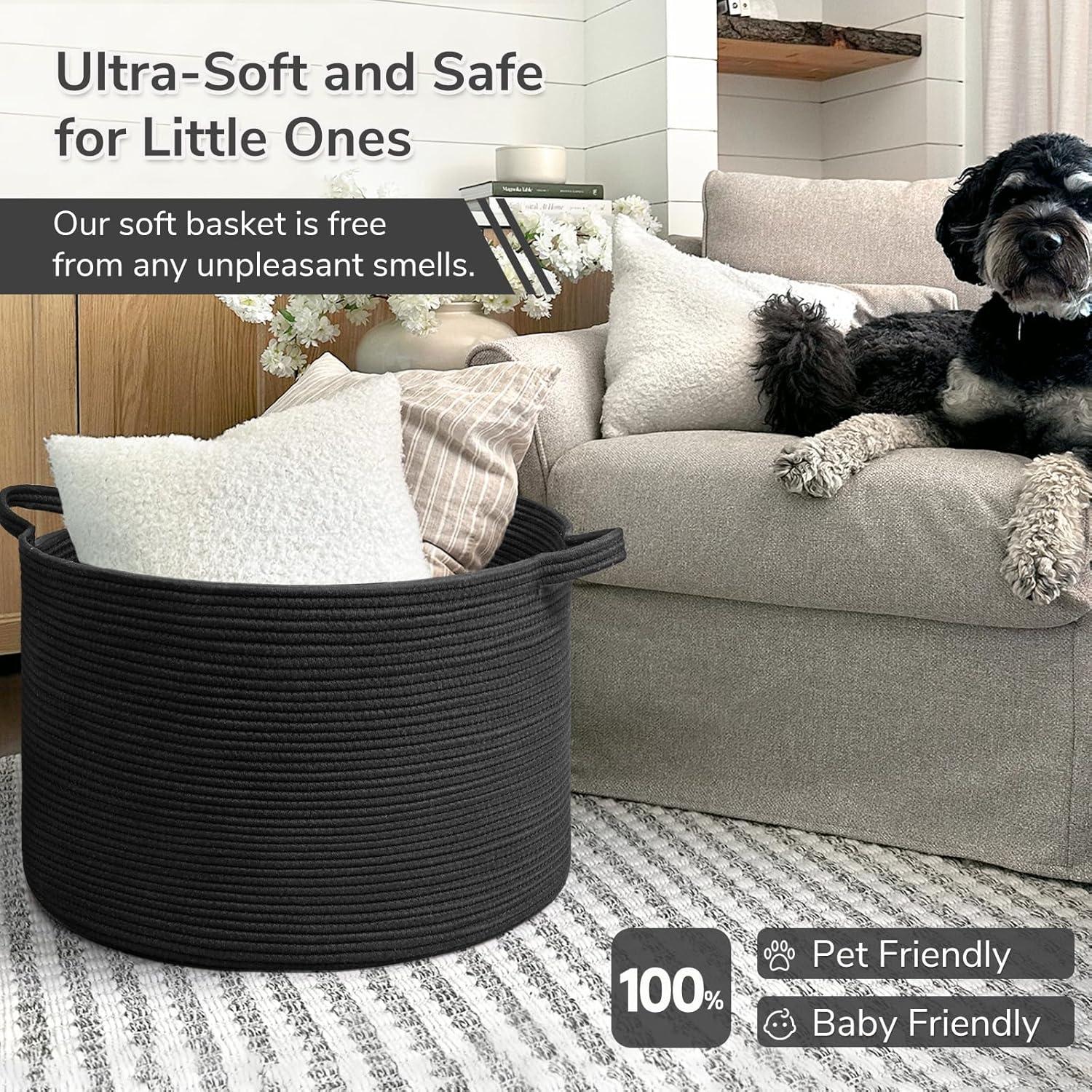 Cesta de Almacenamiento INDRESSME 55x35 cm Algodón Negro