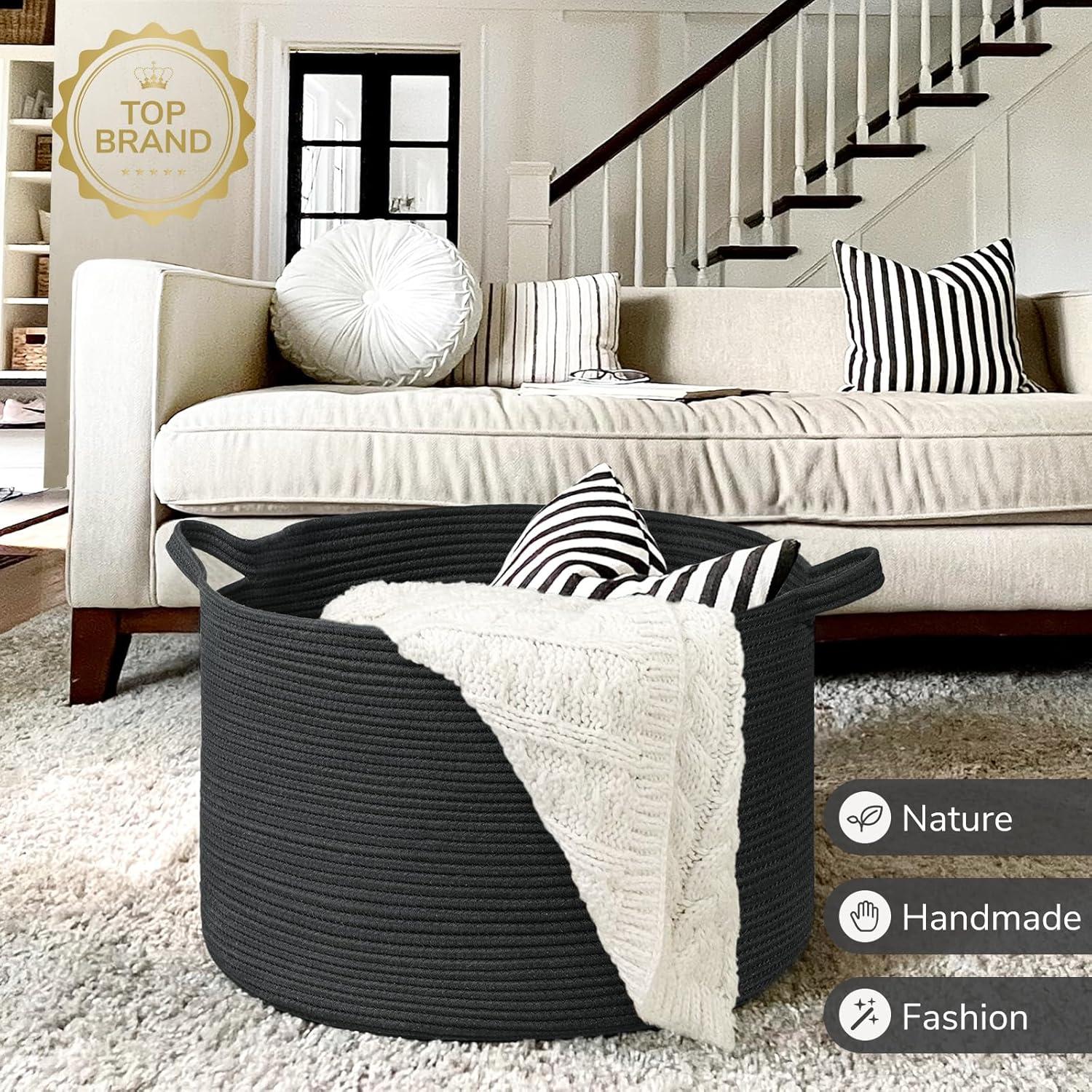 Cesta de Almacenamiento INDRESSME 55x35 cm Algodón Negro