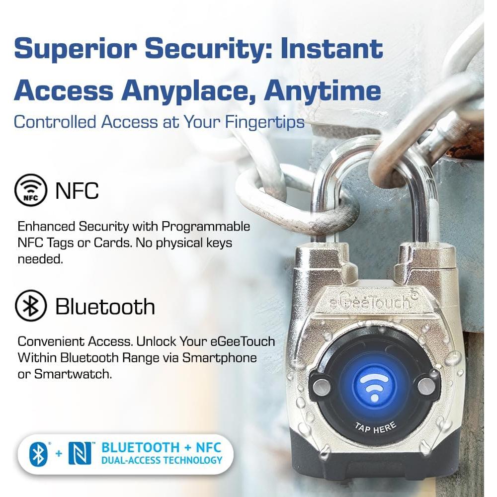 Candado Inteligente eGeeTouch 5ta Gen Gancho Largo Bluetooth