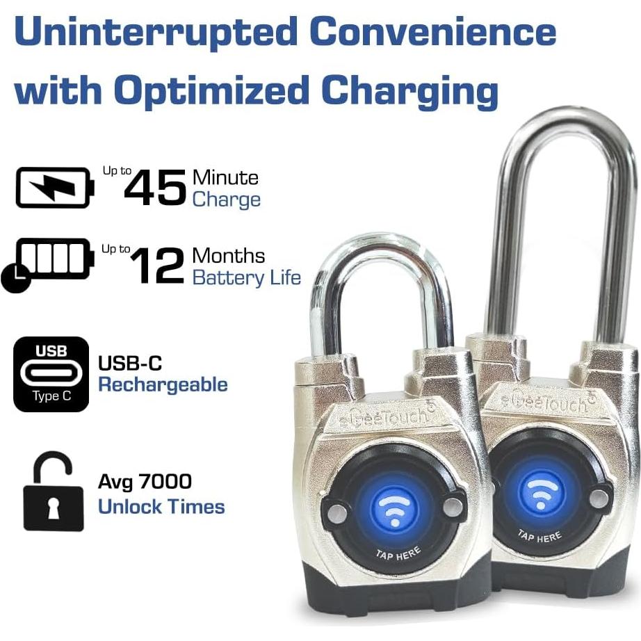 Candado Inteligente eGeeTouch 5ta Gen Gancho Largo Bluetooth