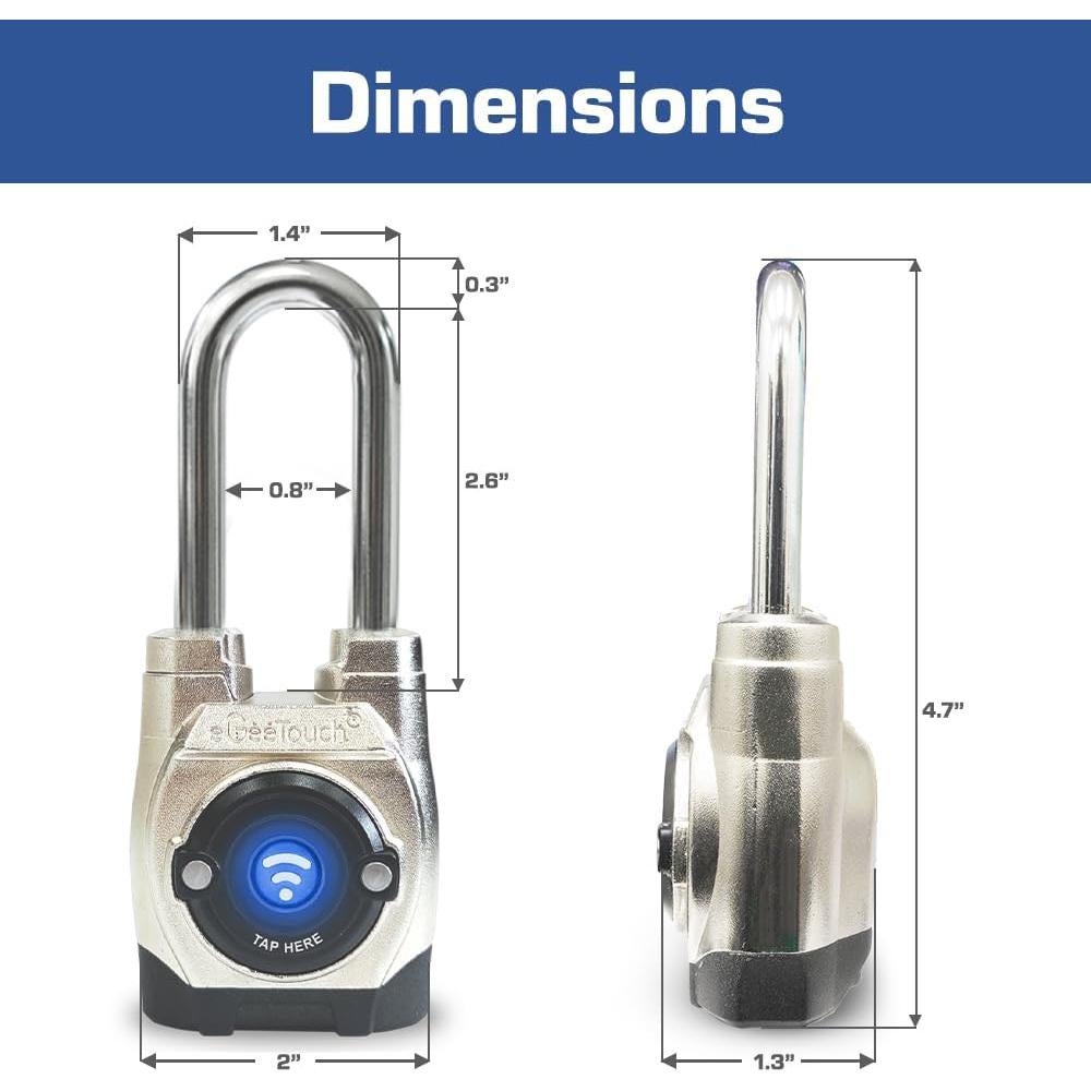 Candado Inteligente eGeeTouch 5ta Gen Gancho Largo Bluetooth