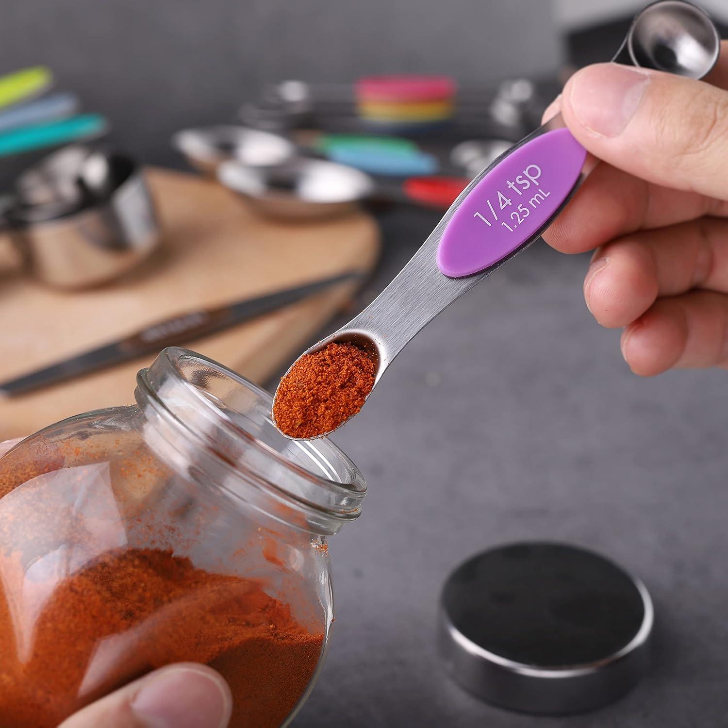 Juego de Tazas y Cucharas Medidoras Turewin Acero Inoxidable 17 Piezas