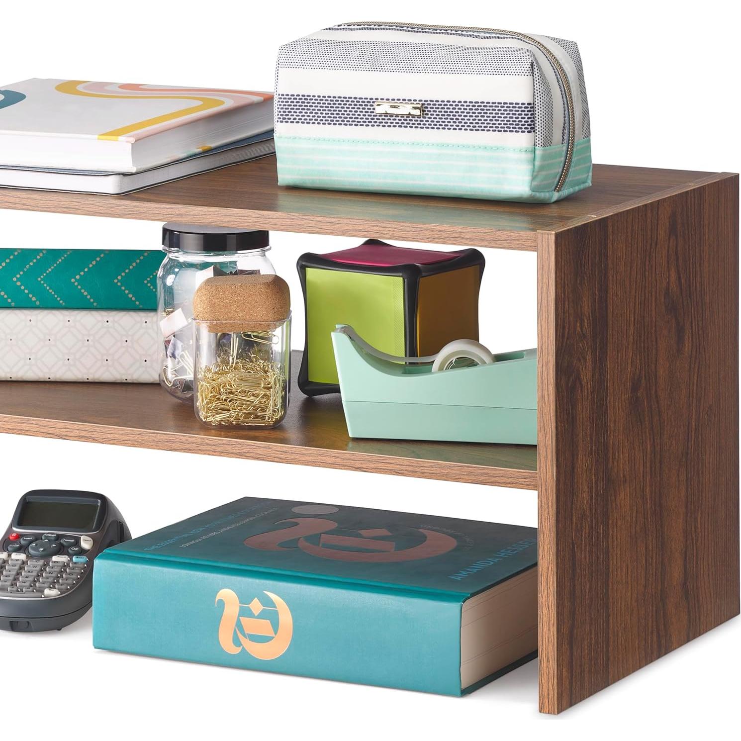 Estante para zapatos apilable Whitmor 2 estantes nogal 61 cm