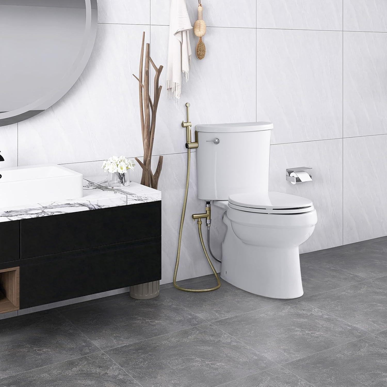 Rociador de Bidet de Mano BWE Oro Cepillado con Manguera