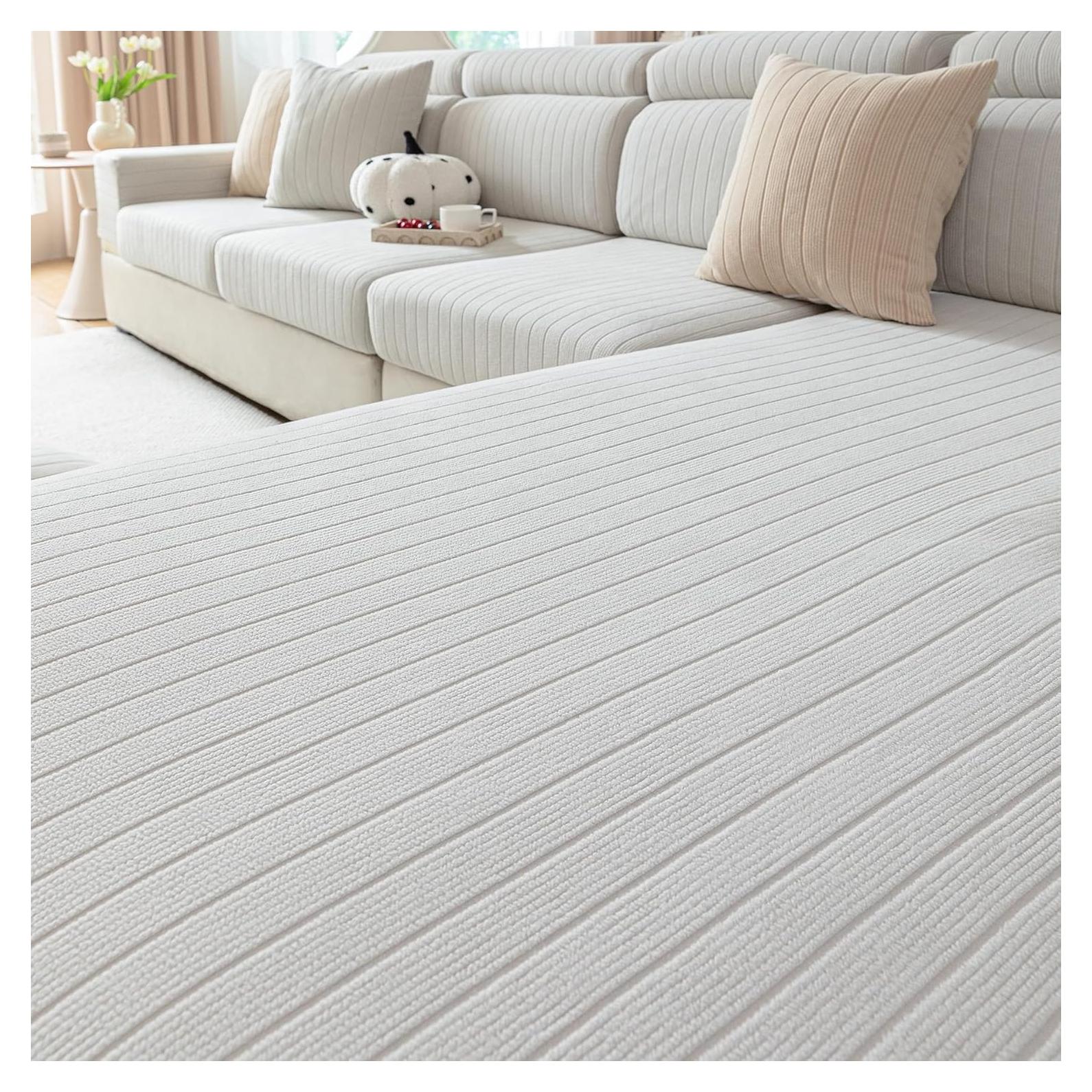 Funda de Sofá Seccional Cgeluy Crema 3 Piezas Antideslizante