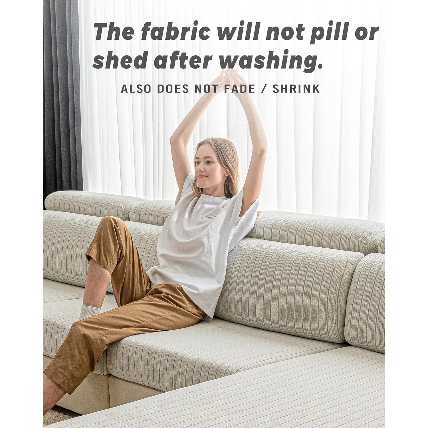 Funda de Sofá Seccional Cgeluy Crema 3 Piezas Antideslizante