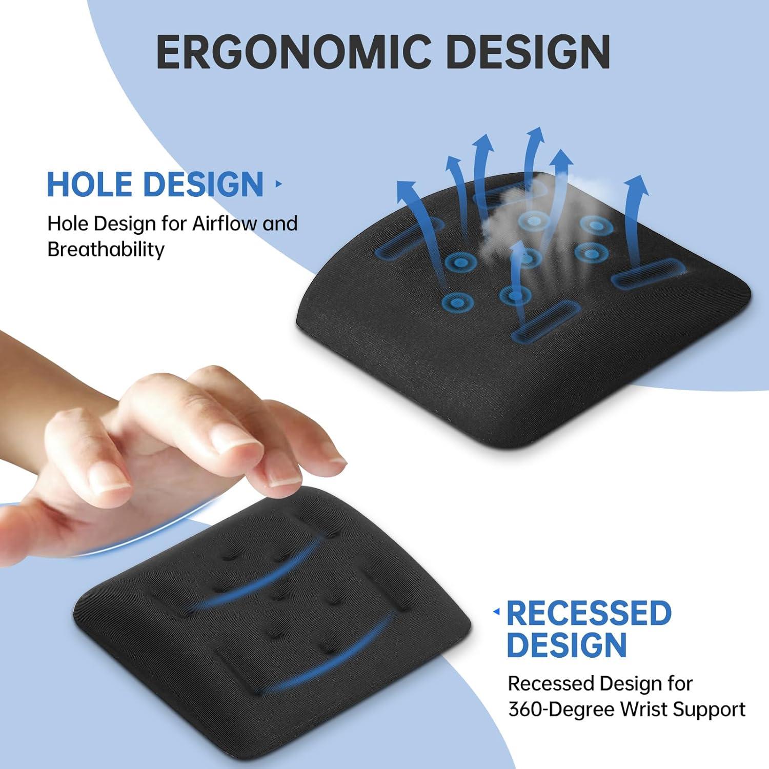 Reposamuñecas Ergonómico XIFUUXI PWR01 Espuma Memoria Negro