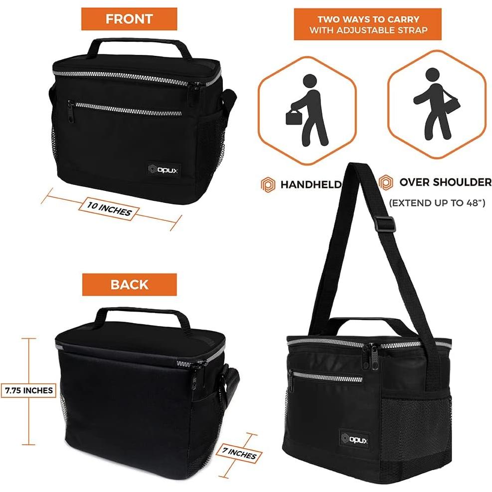 Caja de Almuerzo Aislada OPUX Negra 8L para Trabajo y Escuela