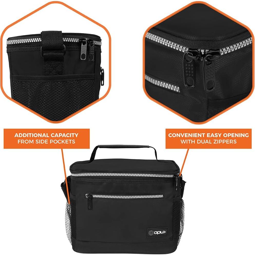 Caja de Almuerzo Aislada OPUX Negra 8L para Trabajo y Escuela