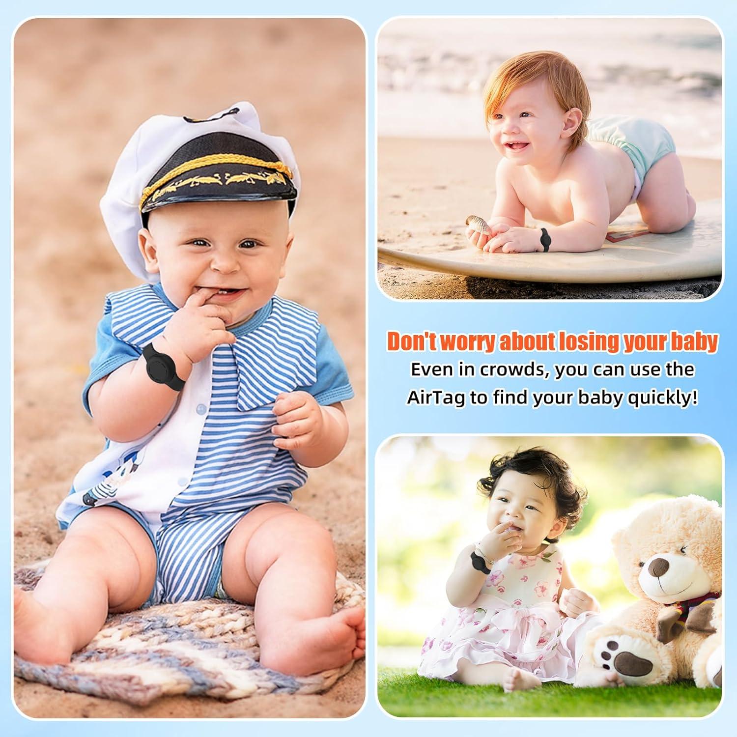 Pulsera Airtag Impermeable Tyanuzz para Niños Ajustable Negra