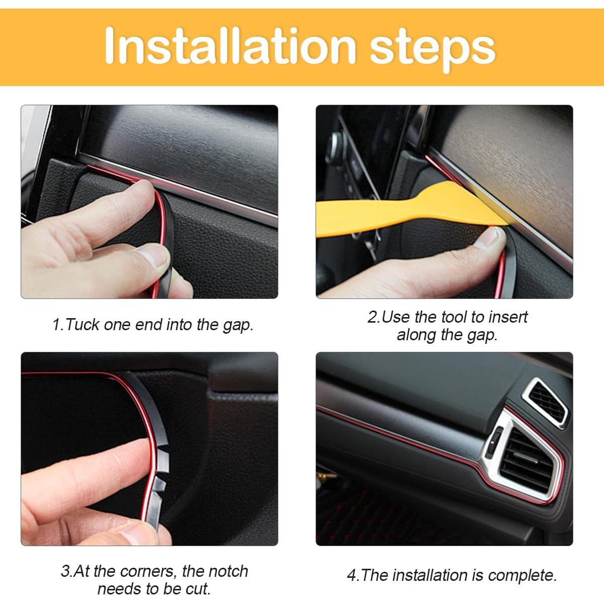 Tiras de Moldura Interior de Auto Osilly 10M Azul PVC