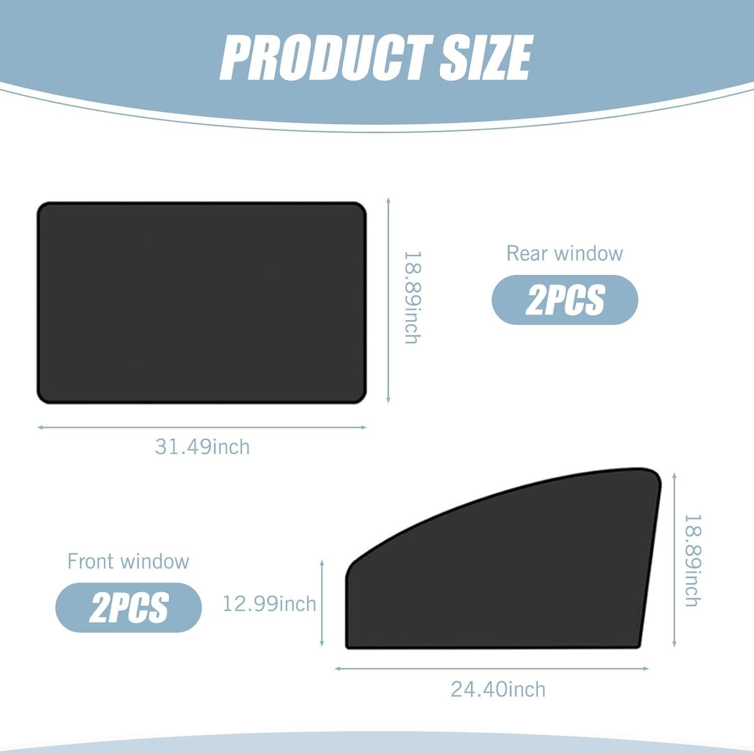 4 PCS Cortinas Solares Universales Tesnaao para Auto Negro