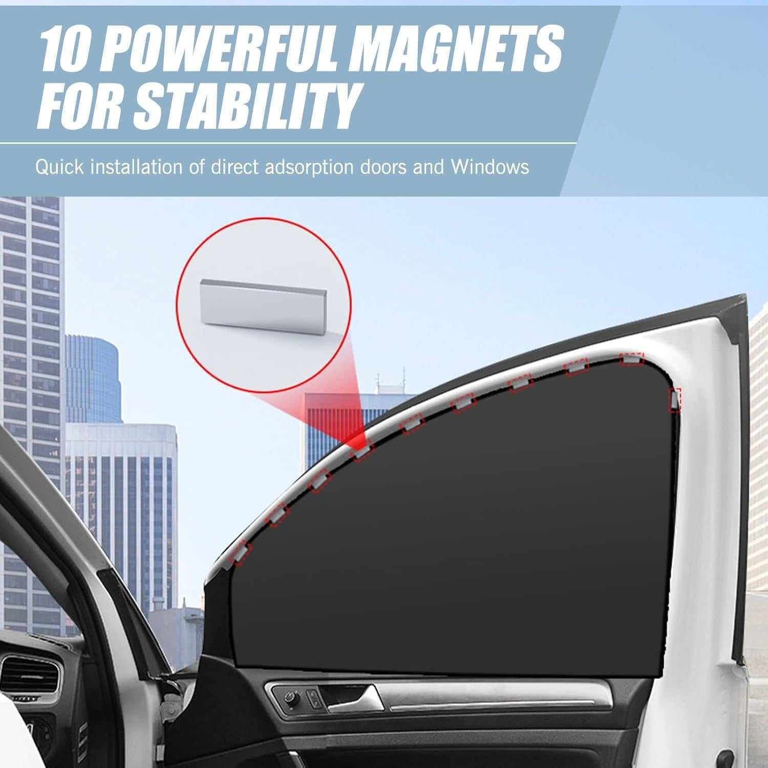 4 PCS Cortinas Solares Universales Tesnaao para Auto Negro