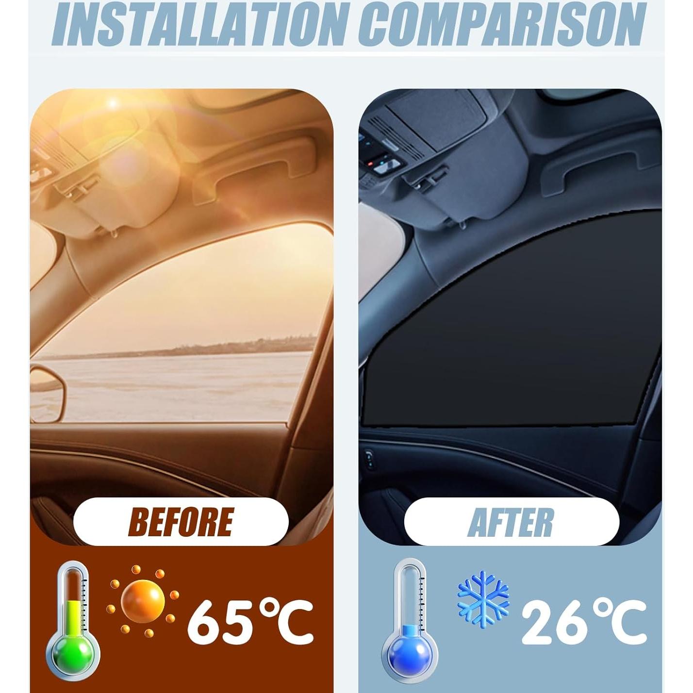 4 PCS Cortinas Solares Universales Tesnaao para Auto Negro