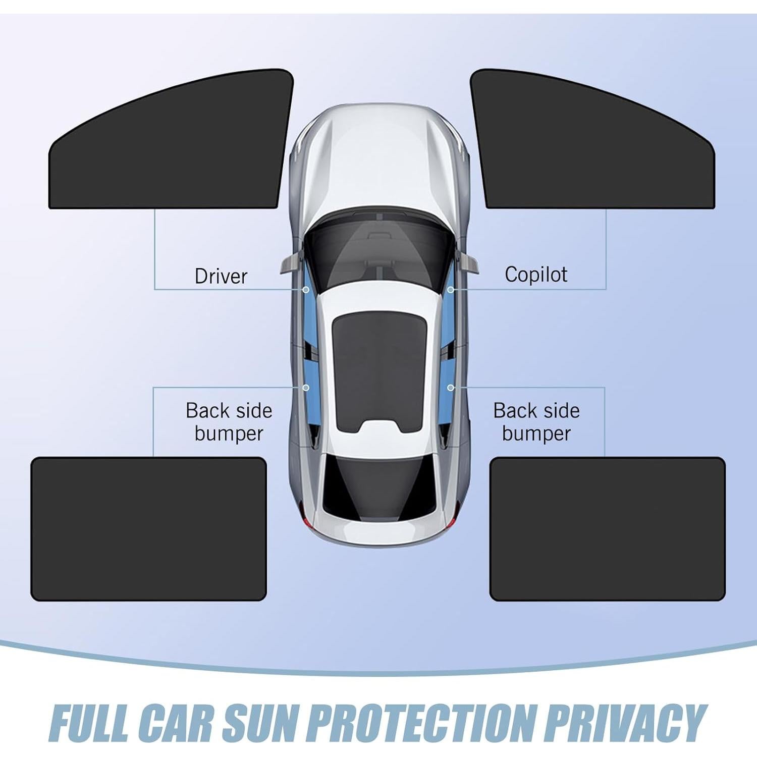 4 PCS Cortinas Solares Universales Tesnaao para Auto Negro