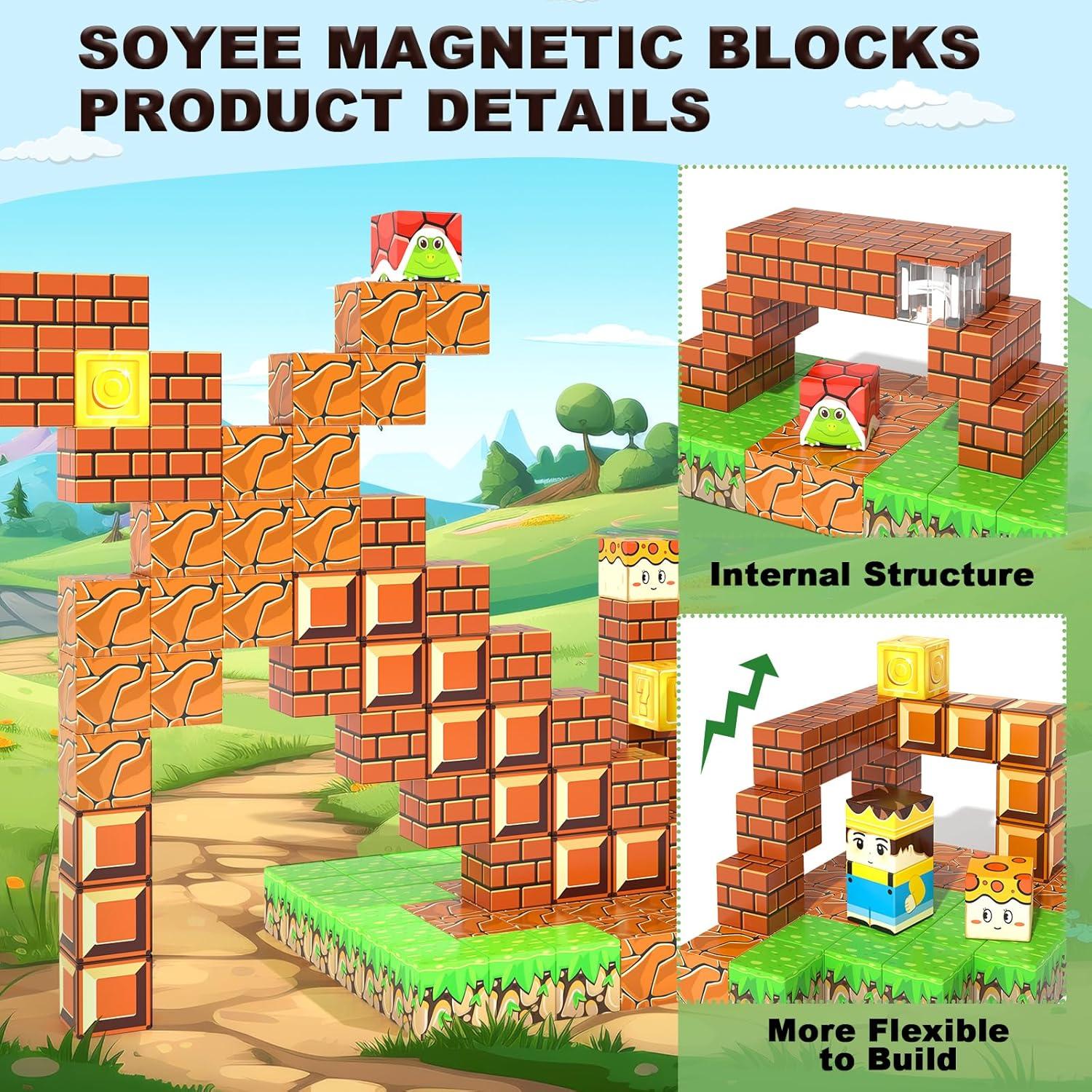 Juego de Bloques Magnéticos Soyee 108 Piezas para Niños
