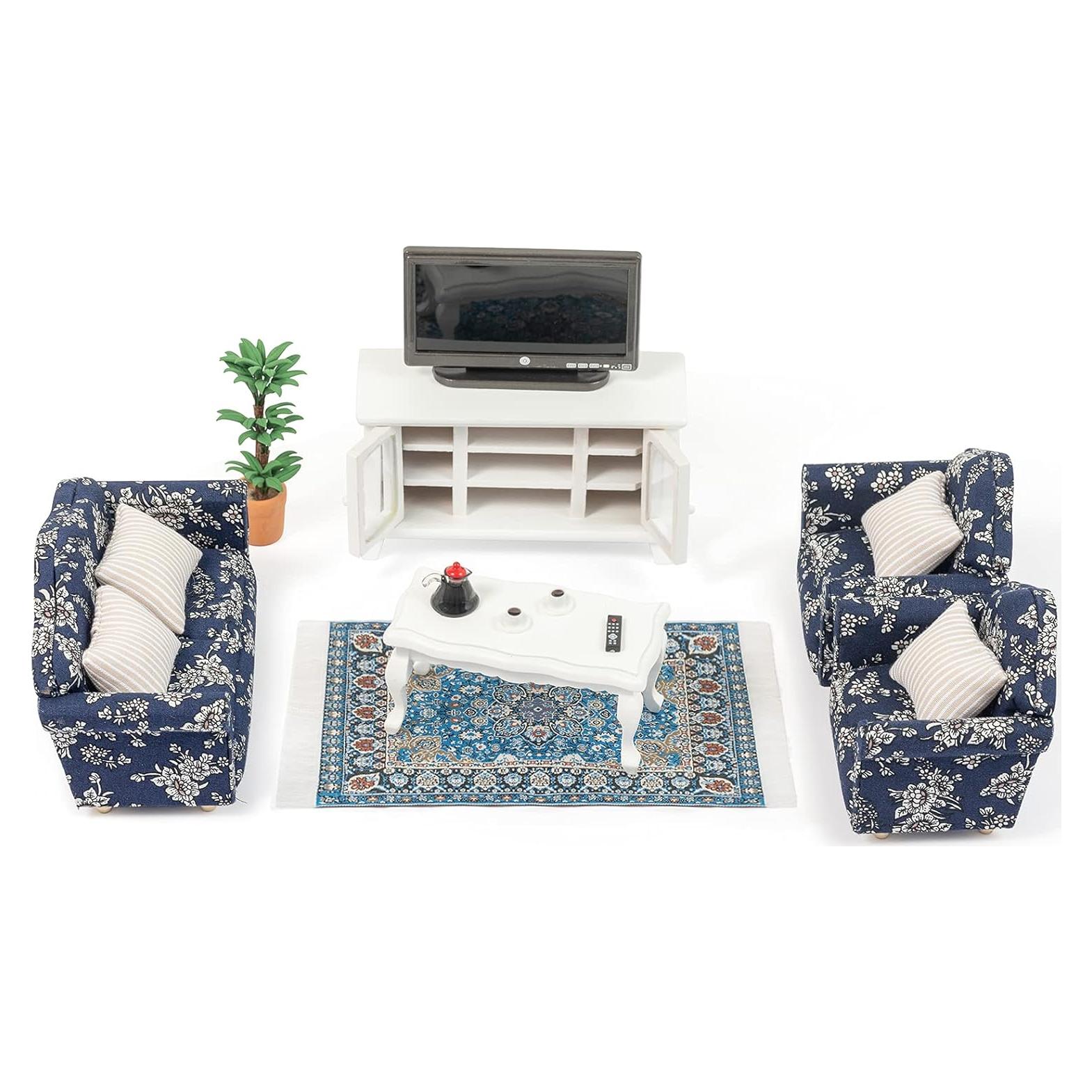 Mueble Miniatura Casa de Muñecas SAMCAMI 1:12 Azul 16 Accesorios