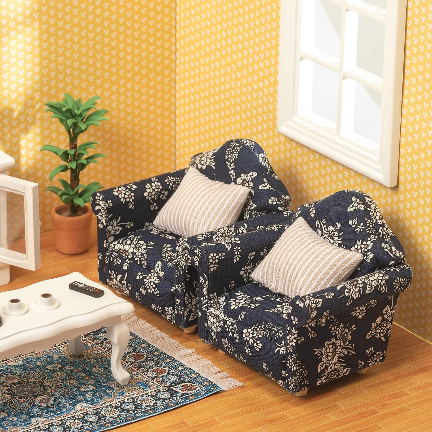 Mueble Miniatura Casa de Muñecas SAMCAMI 1:12 Azul 16 Accesorios