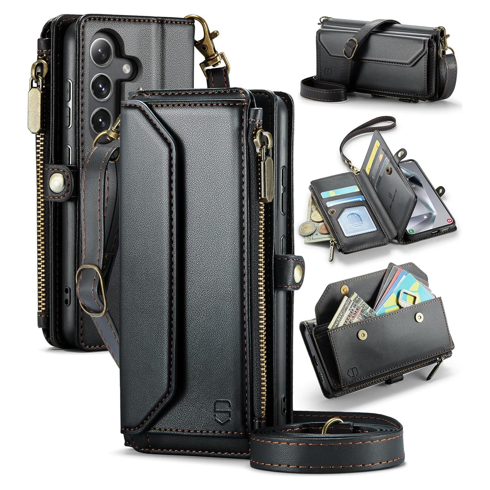 Funda de Cartera Strapurs para Samsung Galaxy S25 5G - Negro