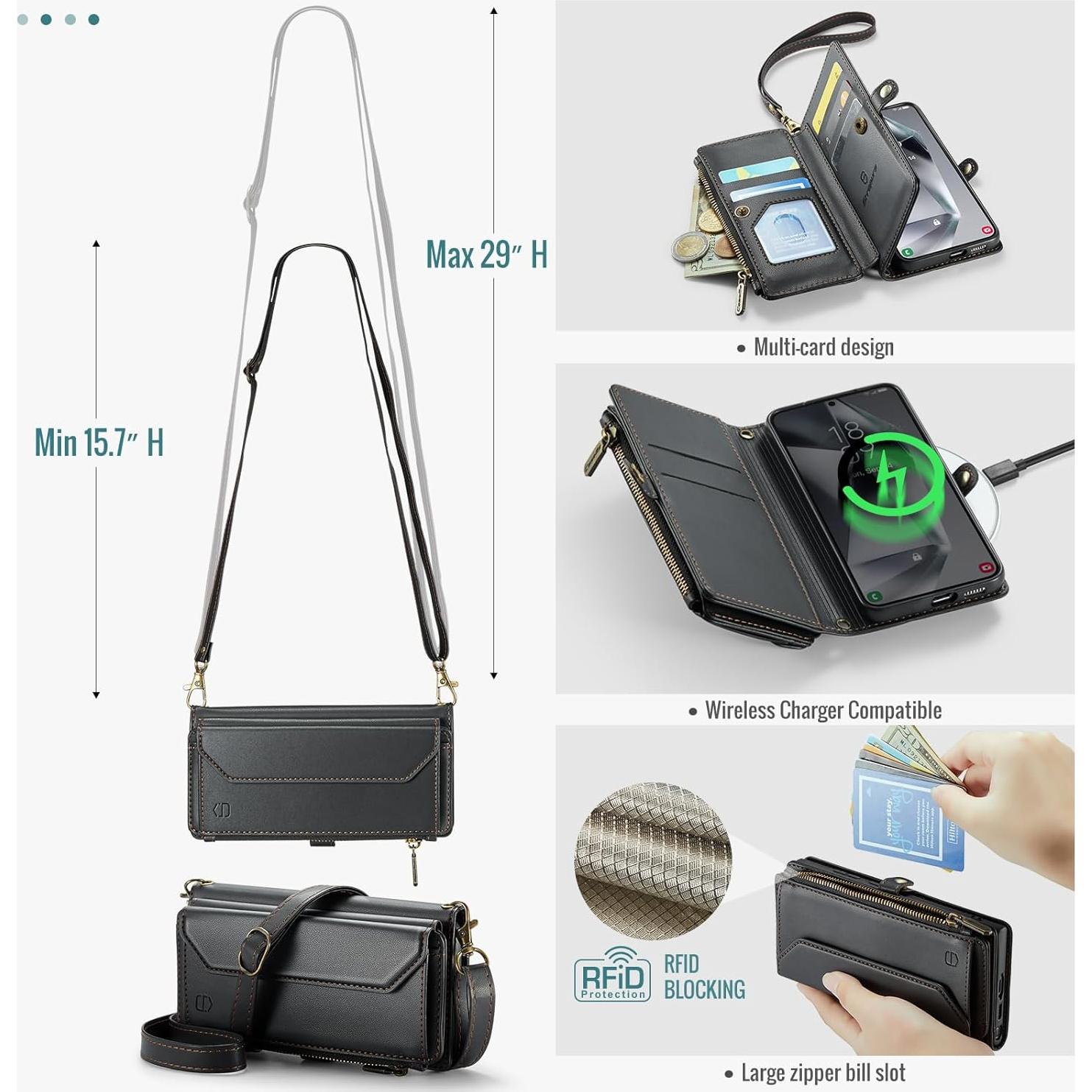 Funda de Cartera Strapurs para Samsung Galaxy S25 5G - Negro