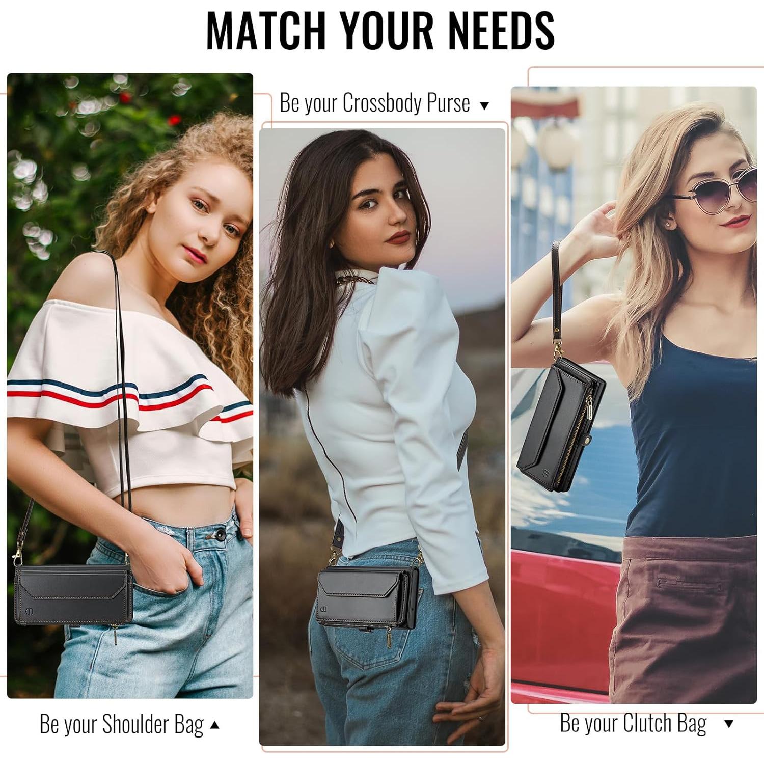 Funda de Cartera Strapurs para Samsung Galaxy S25 5G - Negro