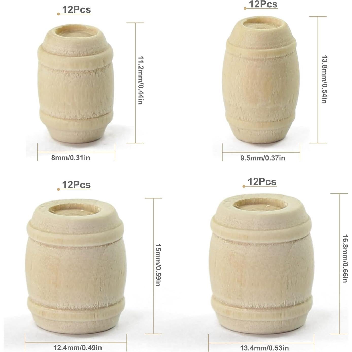 MT001 50pcs Model Railway 1:87 Wooden Wine Barrel HO OO Scale Cask Bucket (4 Sizes Mixed)