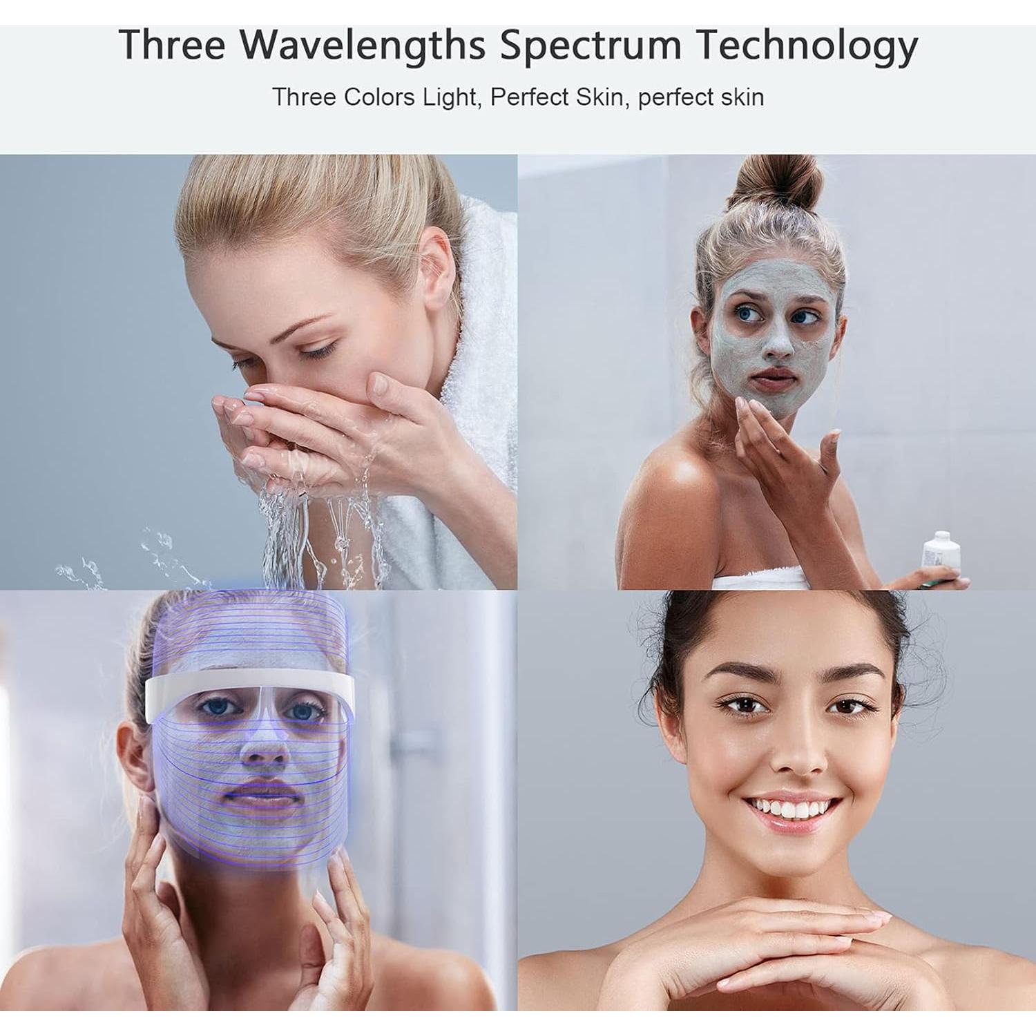 Máscara Facial LED NUFR MZ-001 3 Colores Antienvejecimiento