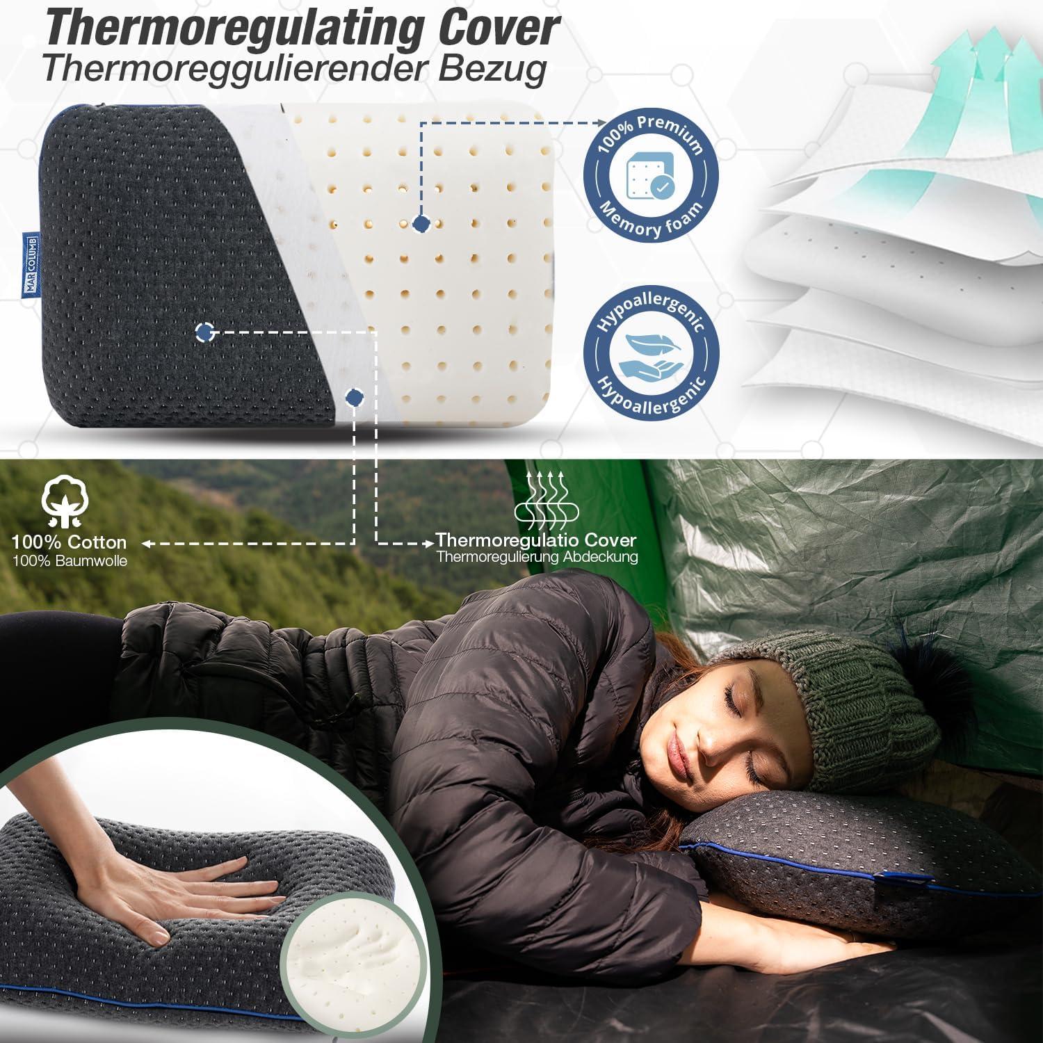 Almohada de Viaje Marcolumb Espuma de Memoria Gris 40x25cm