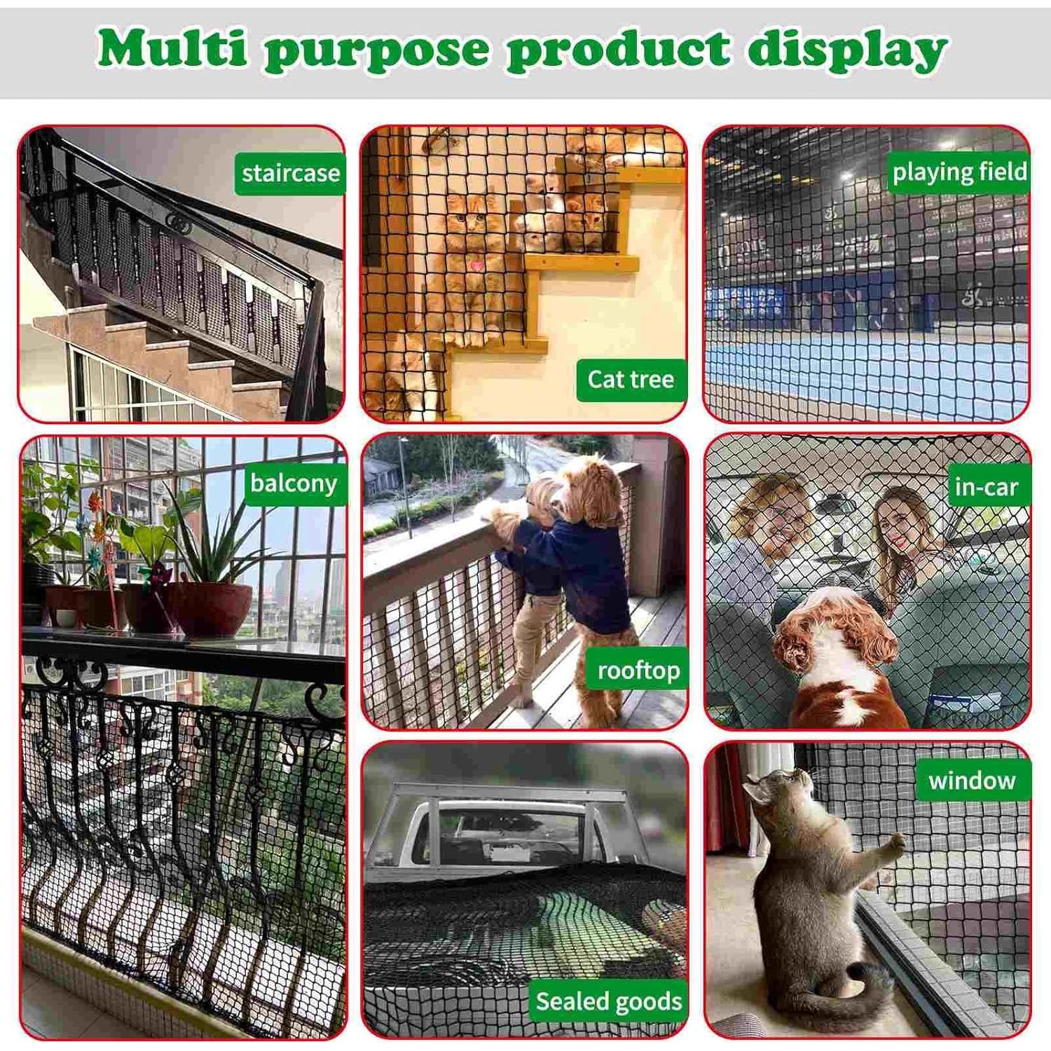 Red de Seguridad para Niños y Mascotas ATswzyzz 1.5m x 3m Negra