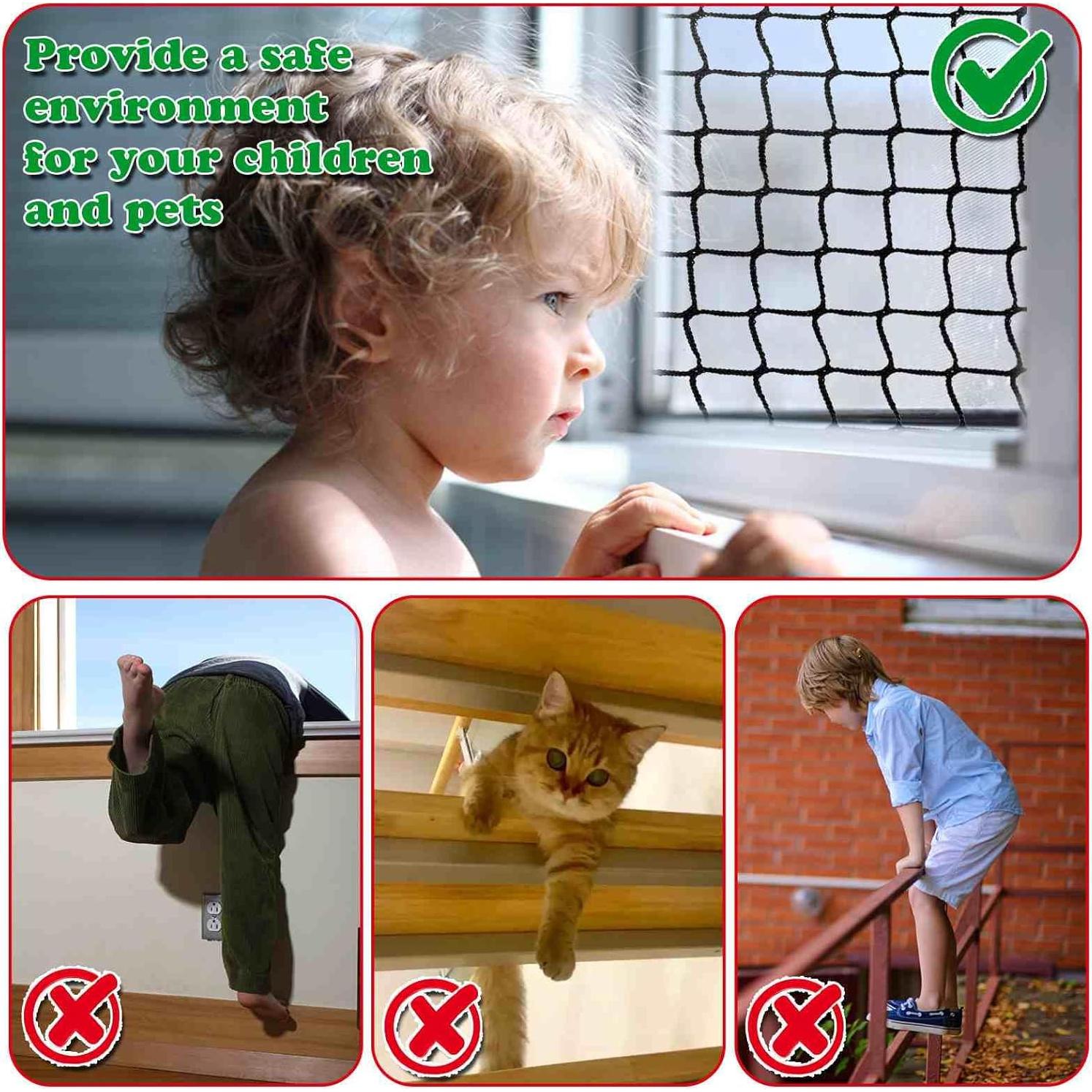 Red de Seguridad para Niños y Mascotas ATswzyzz 1.5m x 3m Negra