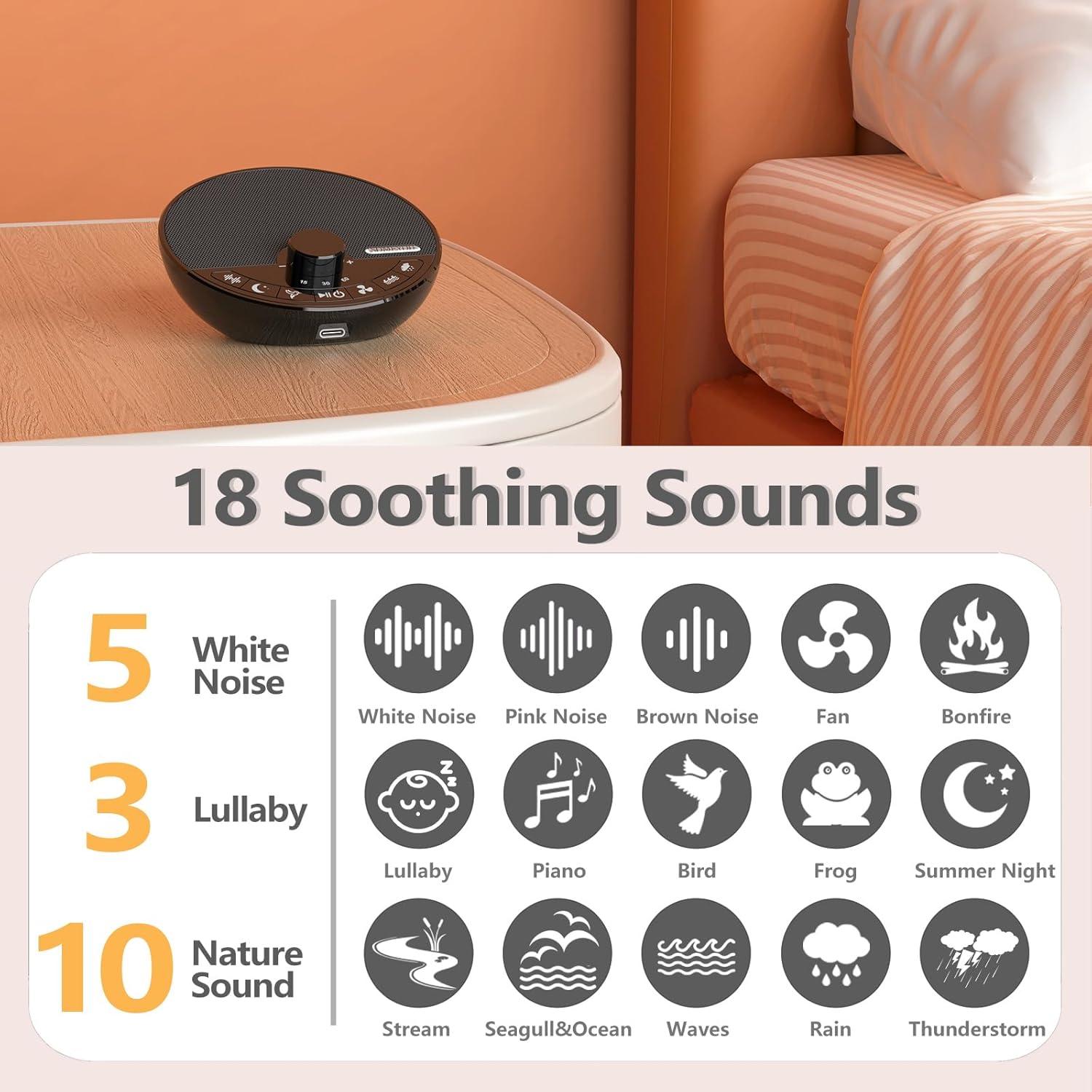 Máquina de Sonido Blanco Portátil SOMEYOU con Bluetooth y 18 Sonidos