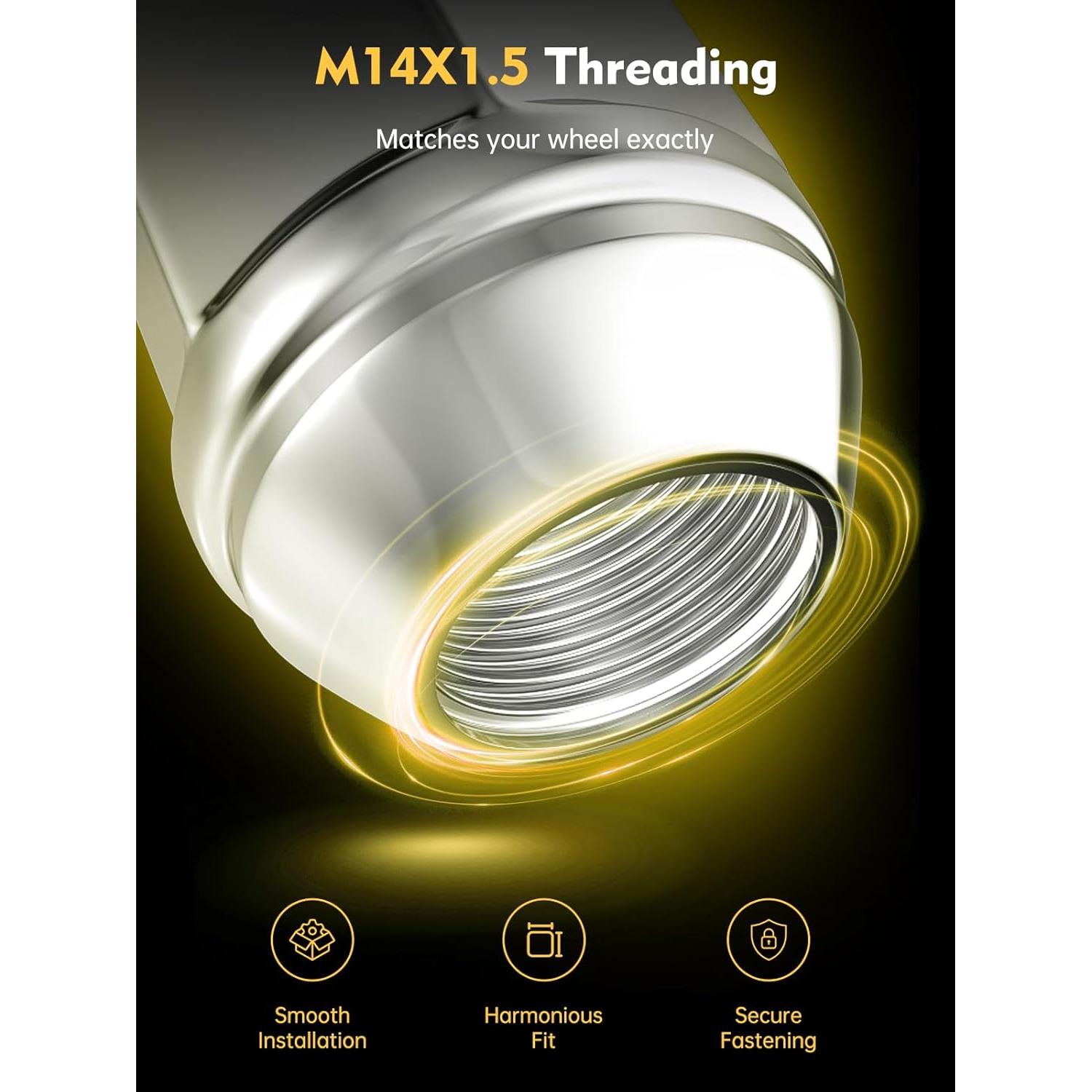 MIKKUPPA Tuercas de Rueda M14x1.5 Cromo 24pcs para Chrysler