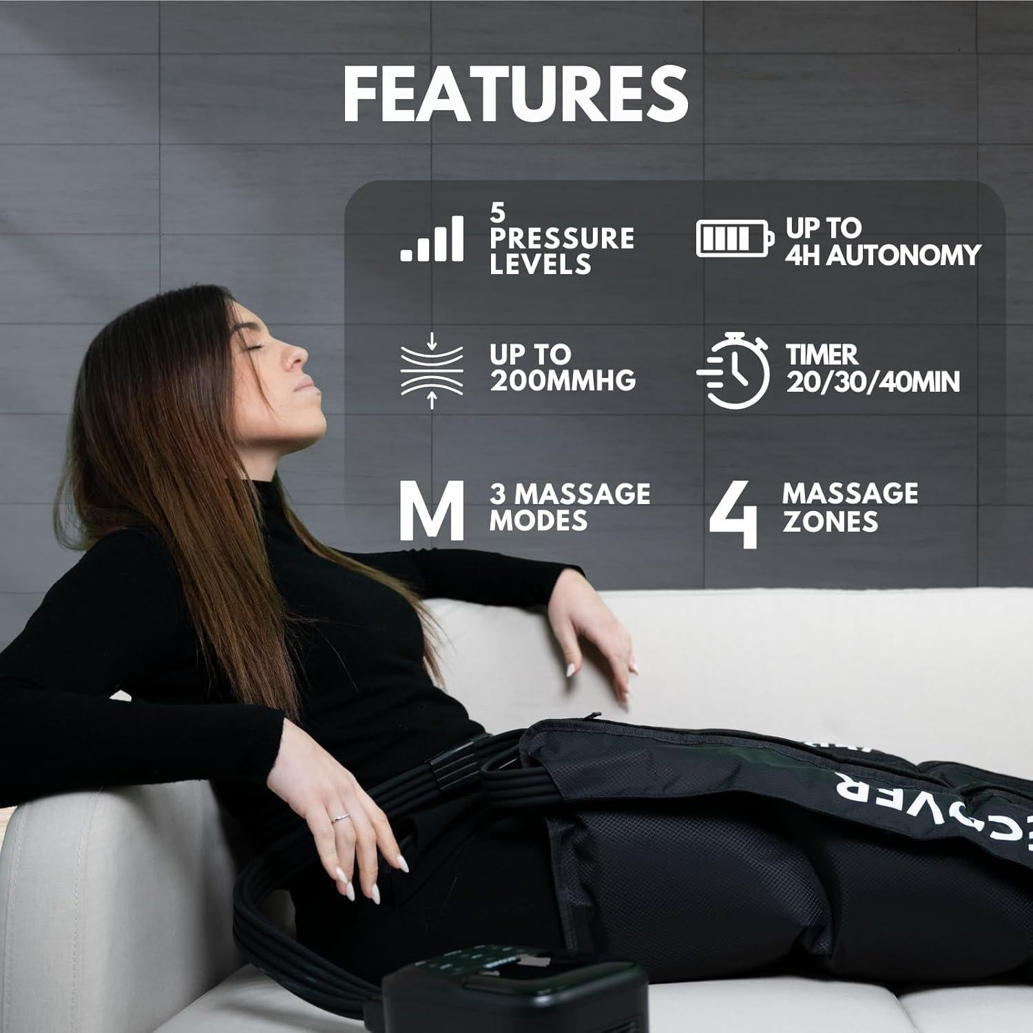 Masajeador de Piernas Inalámbrico Airecover - Compresión 4 Cámaras