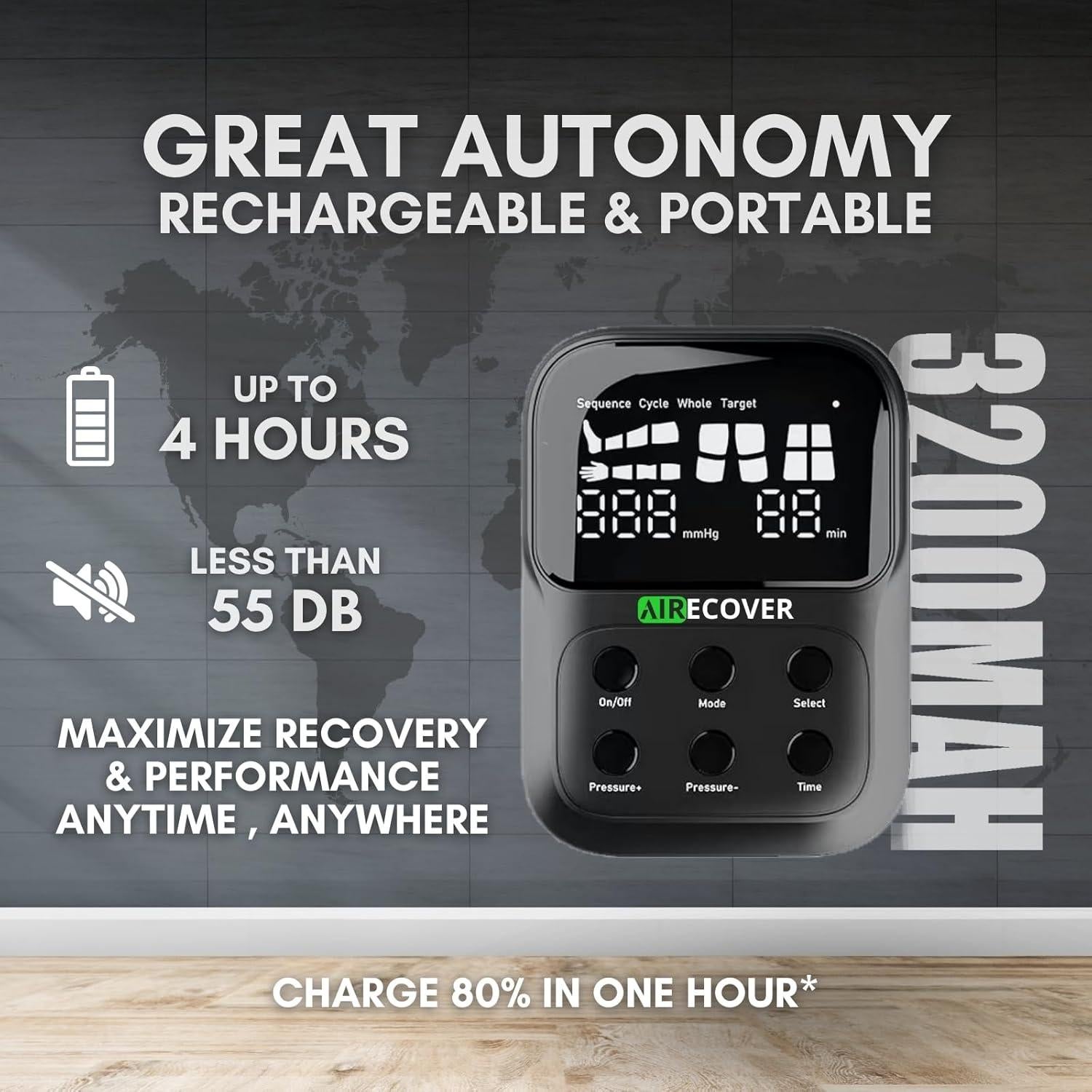 Masajeador de Piernas Inalámbrico Airecover - Compresión 4 Cámaras