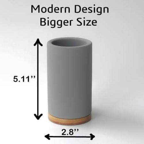 Matani Bamboo Toothbrush Holder Diatomite Tooth Brush Organizer - Storage Stand for Small Bathroom & Counter - Removable Base & Drain Holes, Water-Absorbent & Quick-Drying (Black)